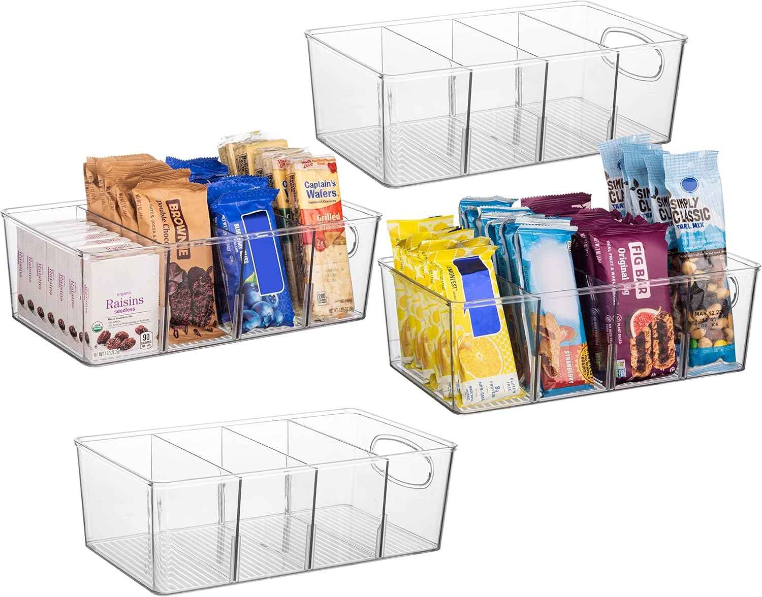 ClearSpace Plastic Pantry Organization and Storage Bins with Removable Dividers – Perfect Kitchen Organization or Kitchen Storage – Refrigerator Organizer Bins, Cabinet Organizers (2 Pack)