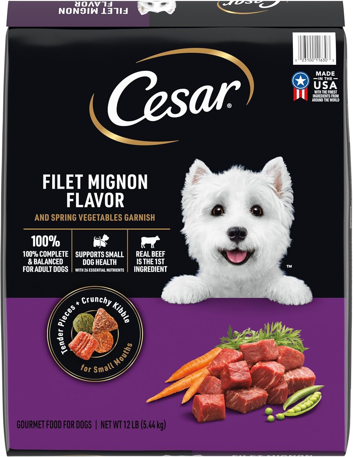 cesar small breed dry dog food filet mignon flavor 12 lb bag for small dogs