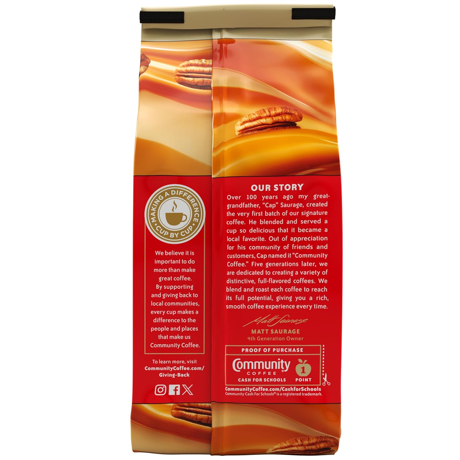 community coffee southern pecan praline flavored ground coffee 12 oz medium roast