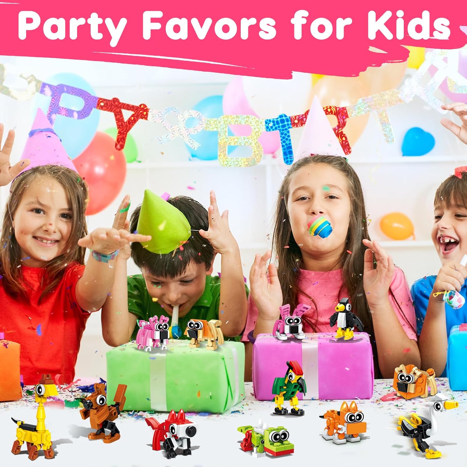 20PCS Mini Animal Building Blocks Party Favors for Kids 4-8 8-12 Goodie Treat Bag Stuffers Classroom Treasure Box Toys Carnival Prizes Bulk Pinata Fillers Birthday Trinket Back to School Student Gifts