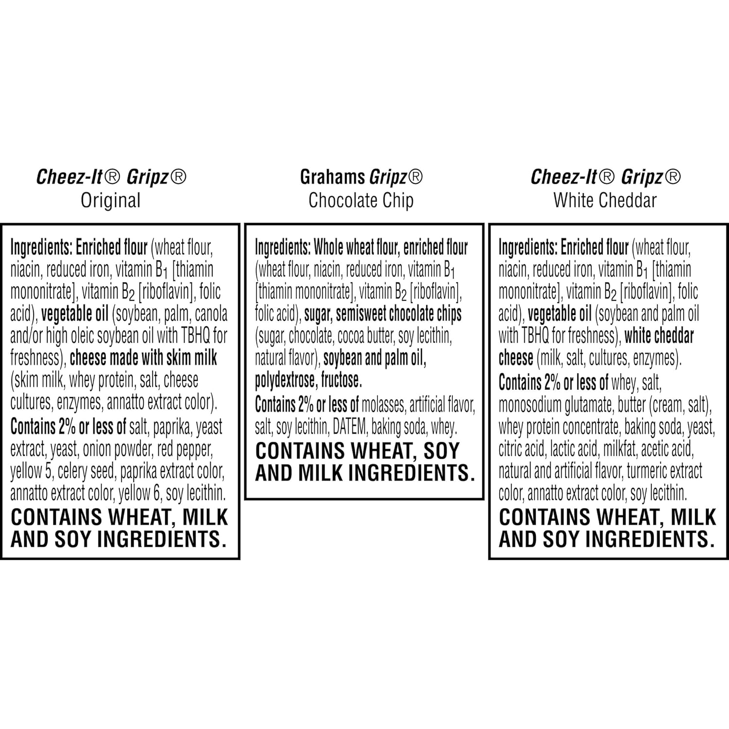 Gripz Mini Baked Snack Crackers, Sweet and Salty Variety Pack, 11oz Box with 12 Pouches, Easy-Open