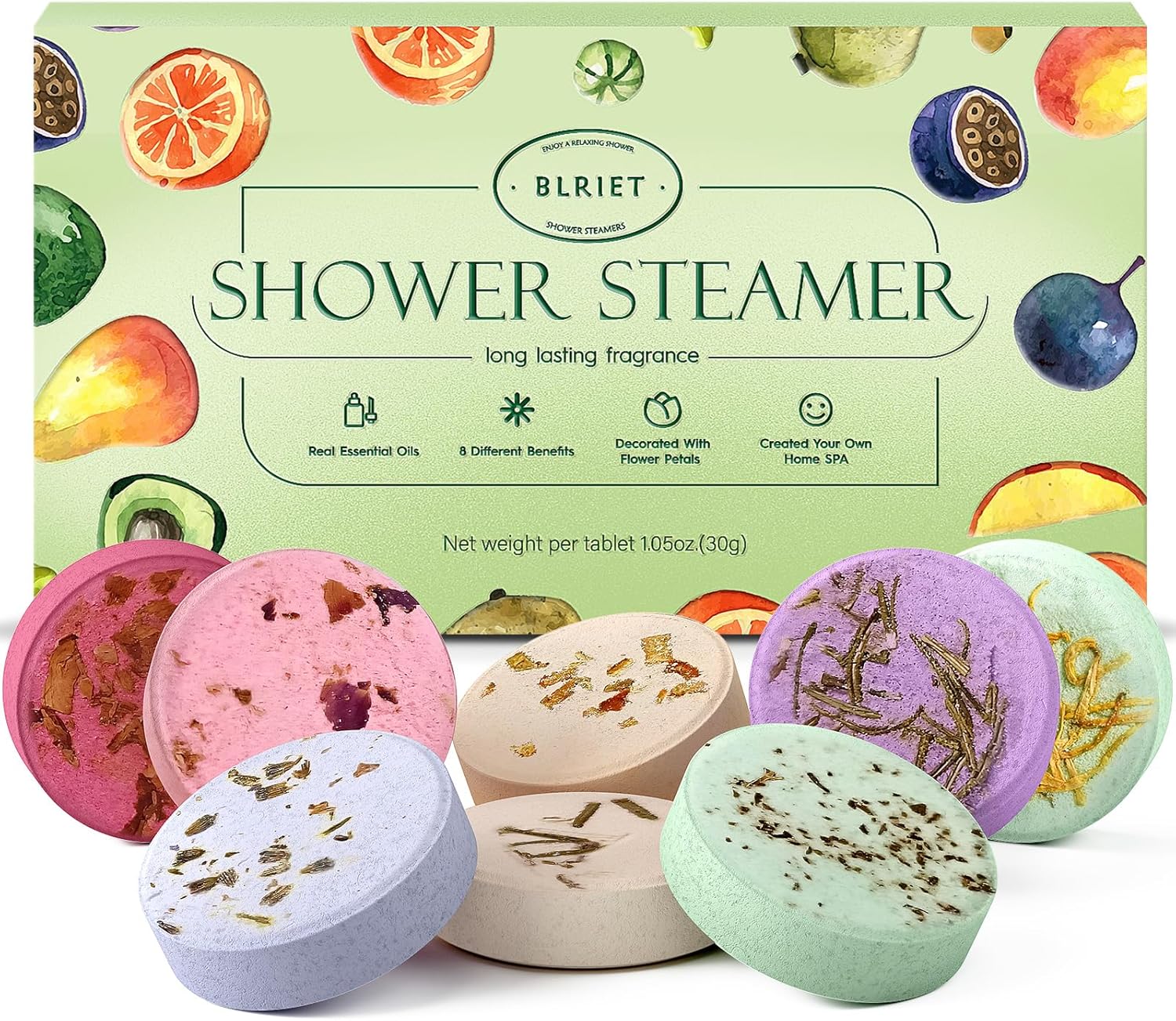 Shower Steamers Aromatherapy Blriet 8 Pack Gifts for Women and Teen Girls Self Care Spa Relaxation Essentials