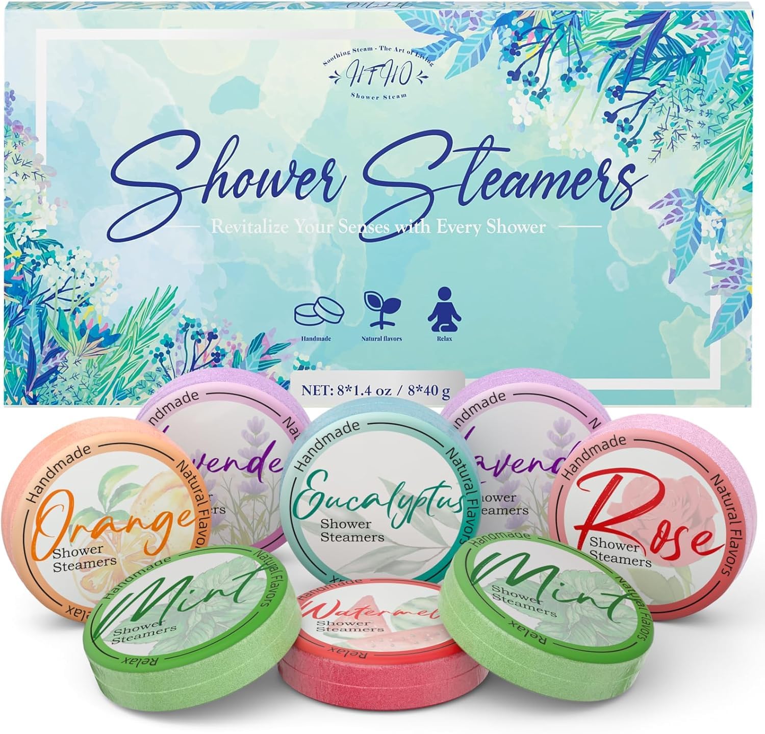 Shower Steamers Aromatherapy 8 Pack - Lavender and Eucalyptus Essential Oils, Self Care Gifts for Women and Men