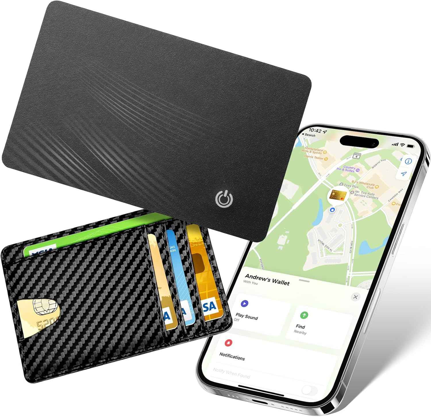 AirTag Card Wallet Tracker Set of 4 - Apple Find My (iOS Only) - 2025 Ultra-Slim 1.8mm Smart Finder, IP67 Locator for Men's Wallets & Luggage Black