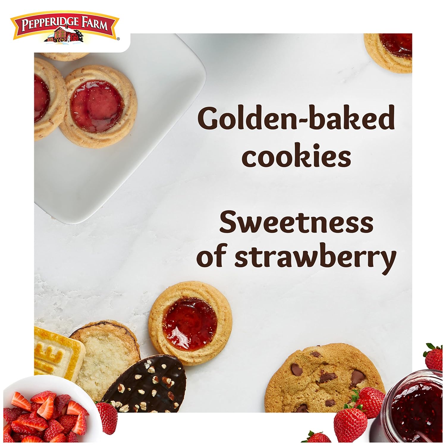 Pepperidge Farm Verona Strawberry Thumbprint Cookies, 6.75 OZ Bag, 18 Crispy Shortbread Cookies