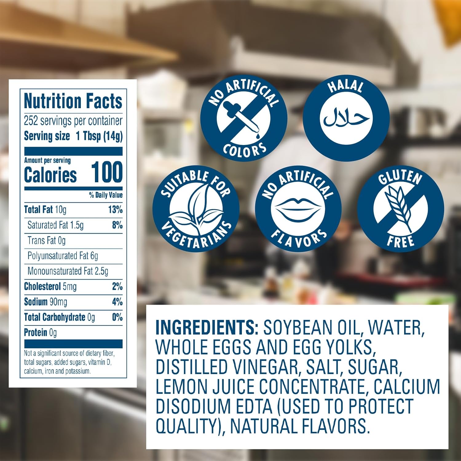 Hellmann's 1 Gallon, 128 oz, 100% Cage Free Eggs Mayonnaise Jar, Gluten Free, Vegetarian, Kosher