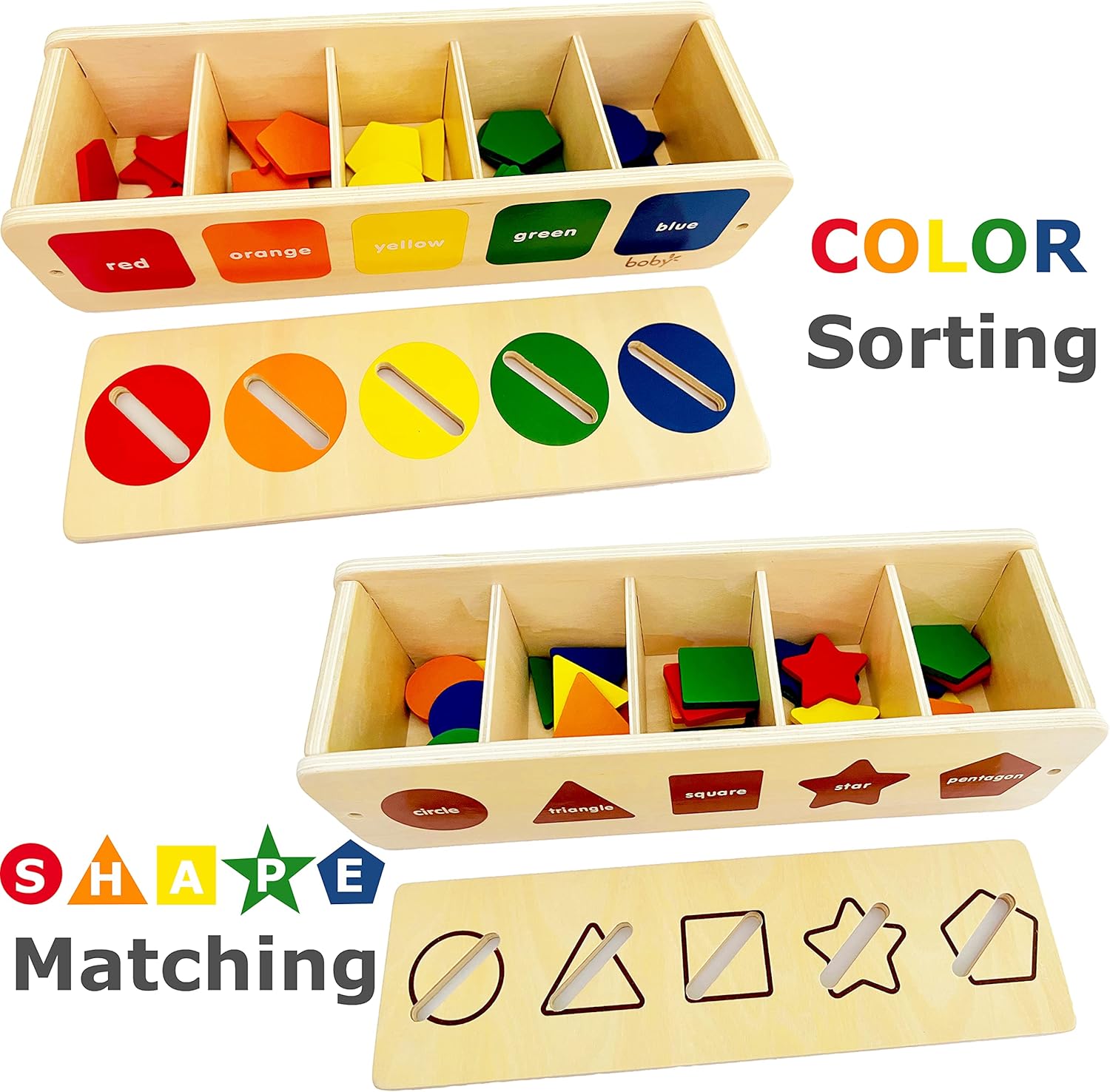 Dailyfunn Montessori Toys Color&Shape Sorting Learning Matching Box For Baby Toddlers 1-3 Year Old
