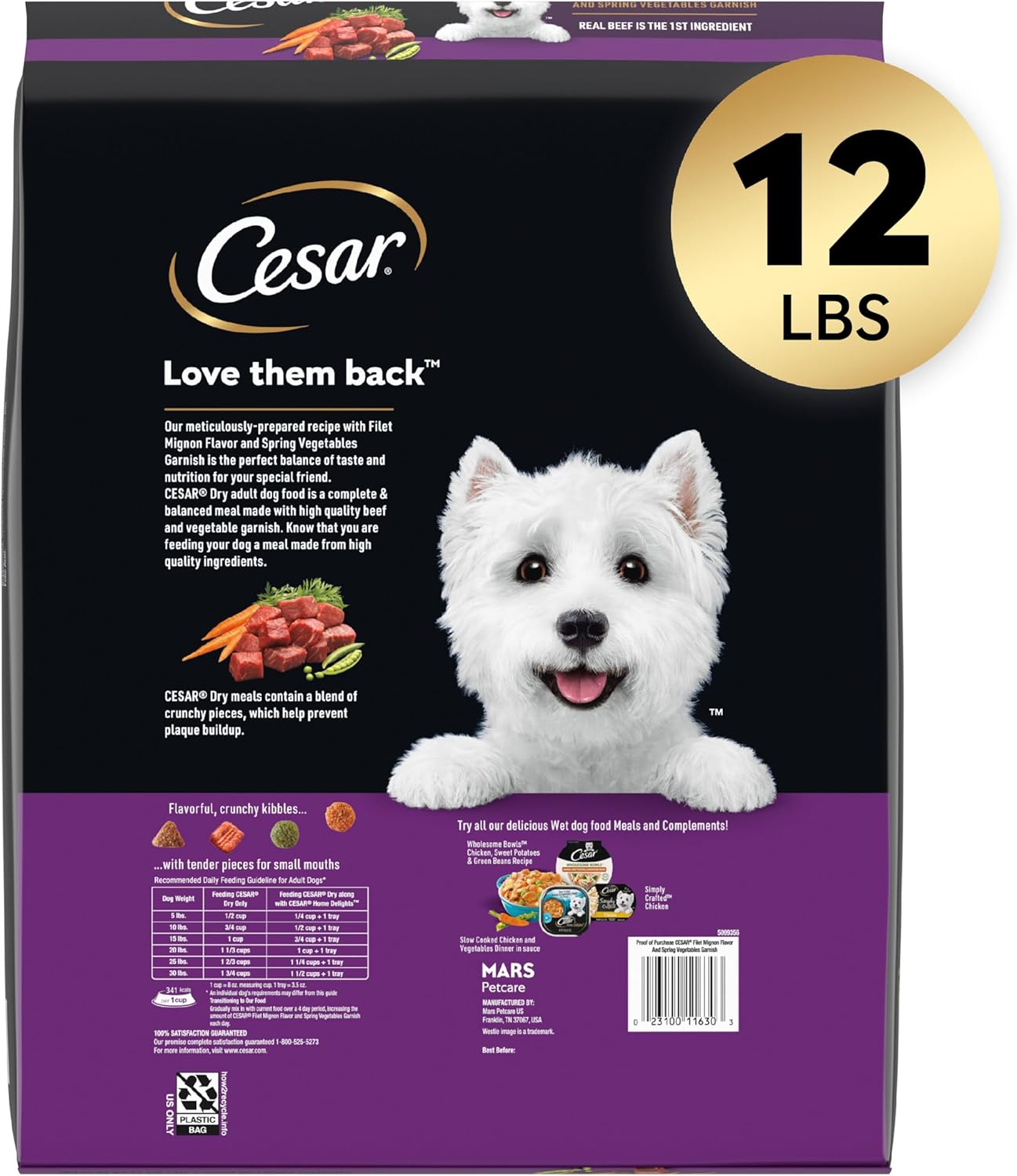 cesar small breed dry dog food filet mignon flavor 12 lb bag for small dogs