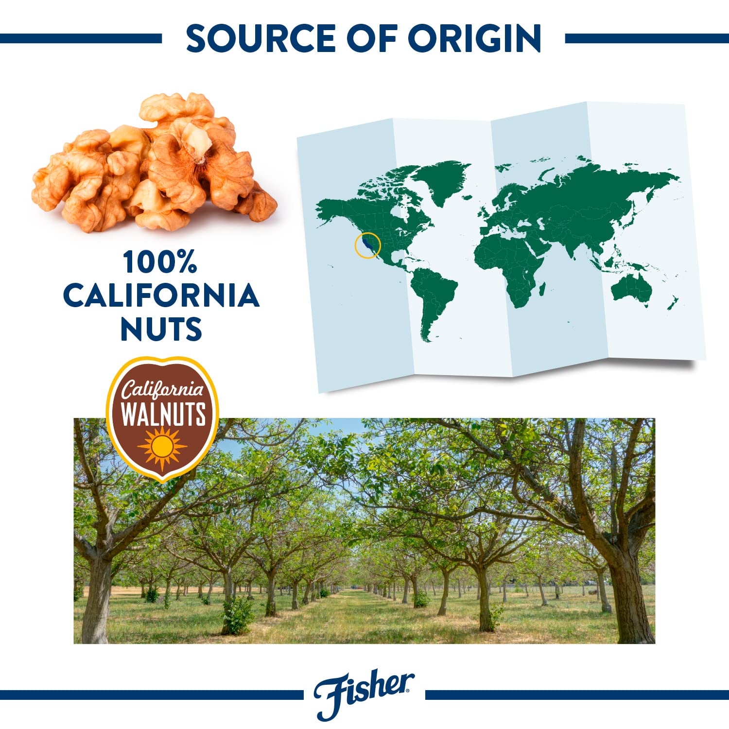 Fisher Chef's Naturals 2 lb unsalted walnuts for baking, cooking, and healthy snacks, resealable bag, vegan protein, keto snack, chopped nuts