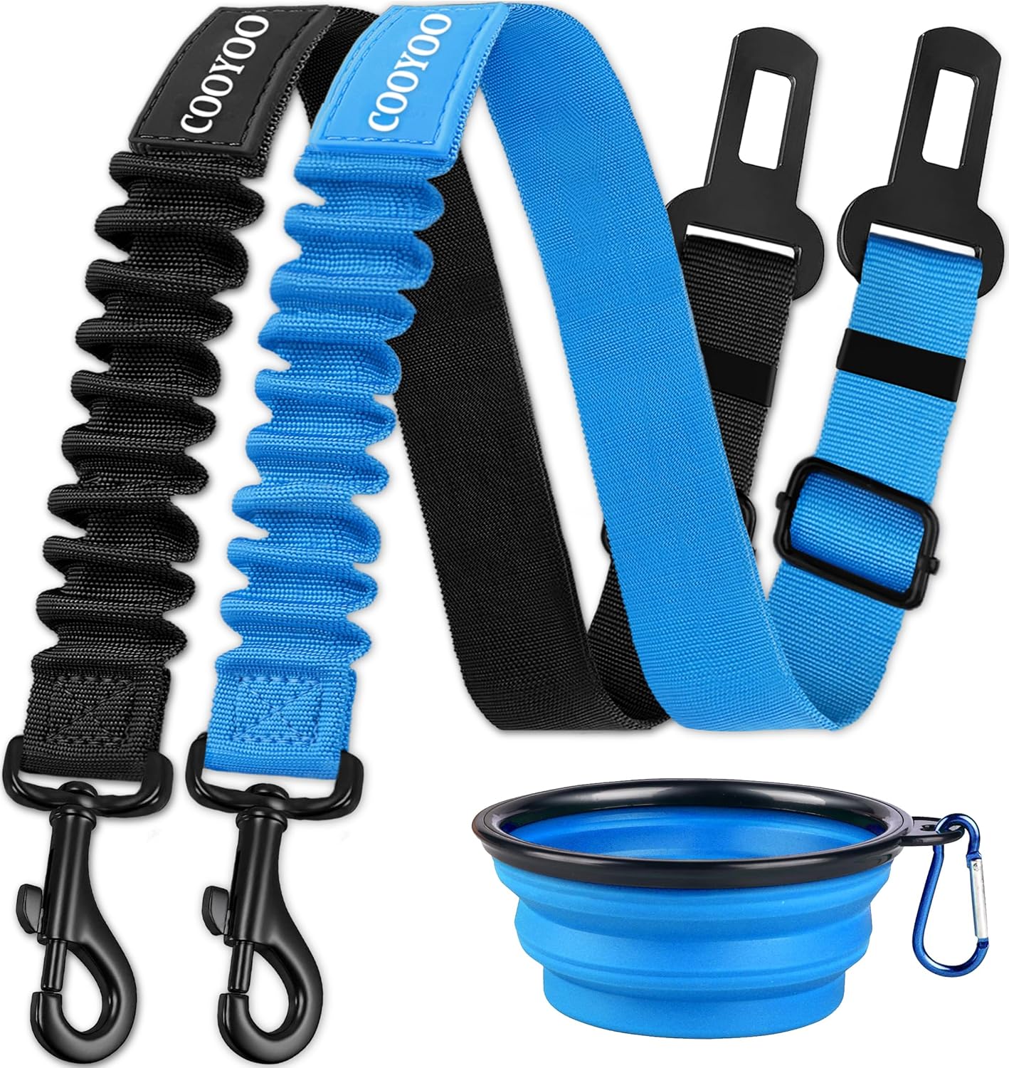 cooyoo dog seat belt 3 piece set adjustable nylon pet safety harness heavy duty elastic