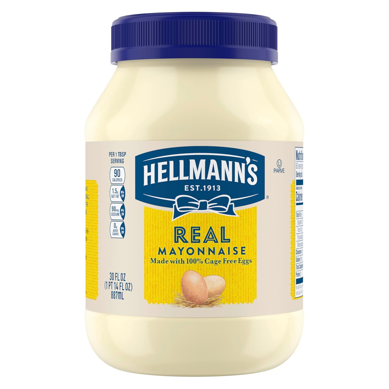 Hellmann's Mayonnaise Real Mayo 1 ct, 30 oz, Creamy Sandwich Spread or Condiment, Gluten Free, Rich in Omega-3 ALA