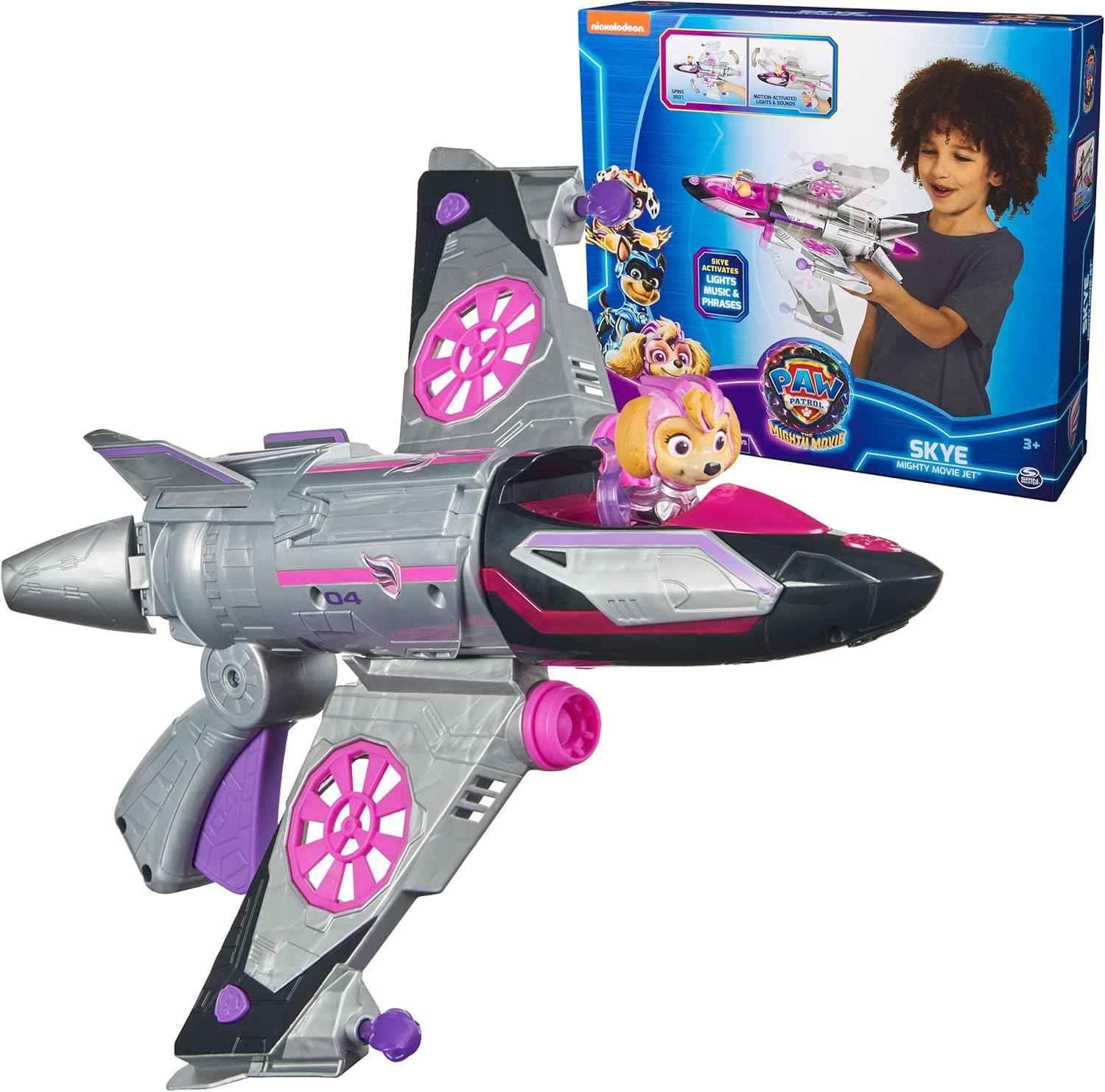 Paw Patrol: The Mighty Movie, Chase's Mighty Transforming Cruiser with Mighty Pups Action Figure, Lights and Sounds, Kids Toys for Boys & Girls 3+