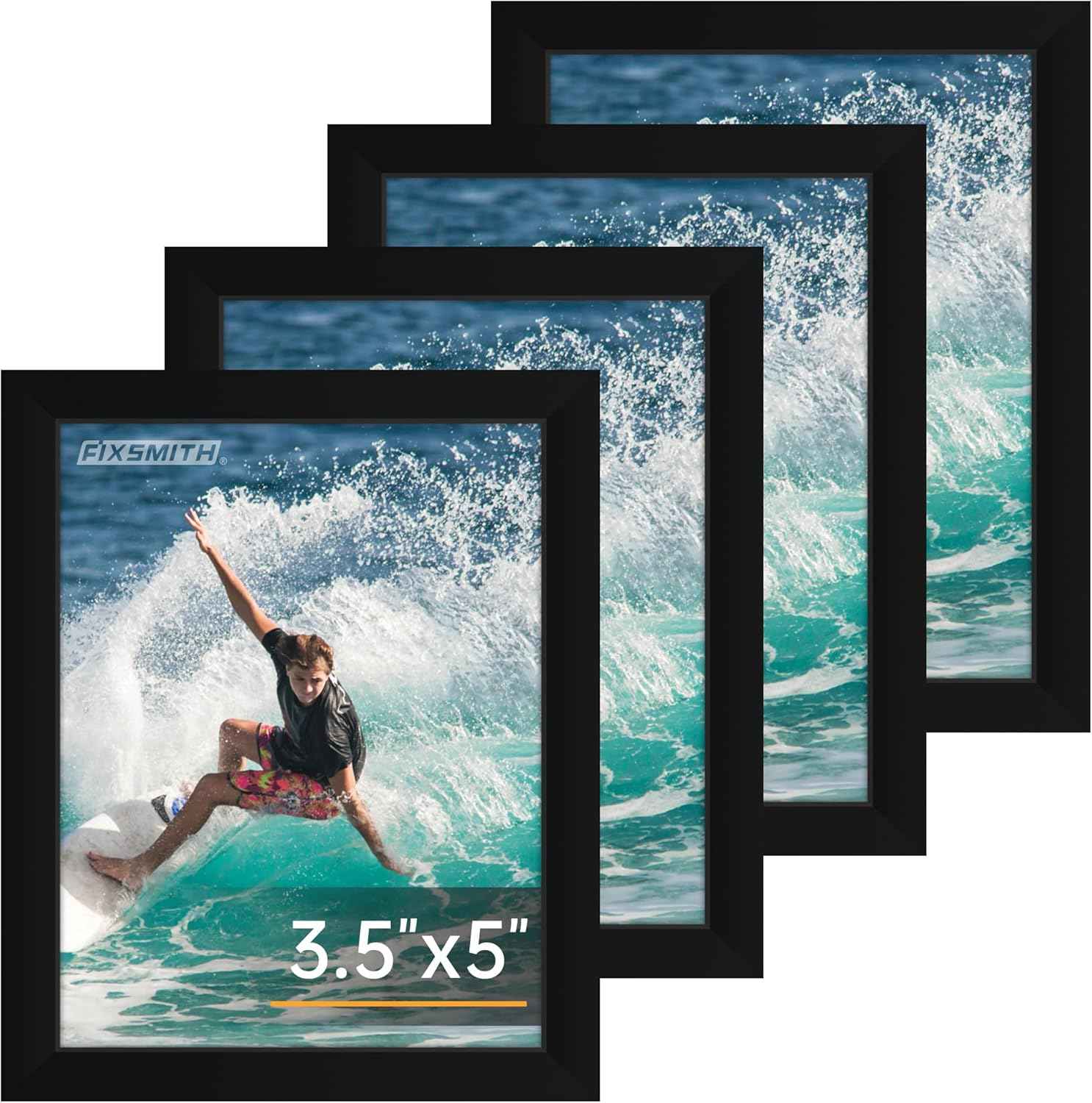 FIXSMITH 8x10 Picture Frame Set of 2, Photo Frame with HD Plexiglass, Display Pictures 5x7 with Mat or 8x10 Without Mat Multi Picture Frames Collage for Tabletop or Wall Display, Black