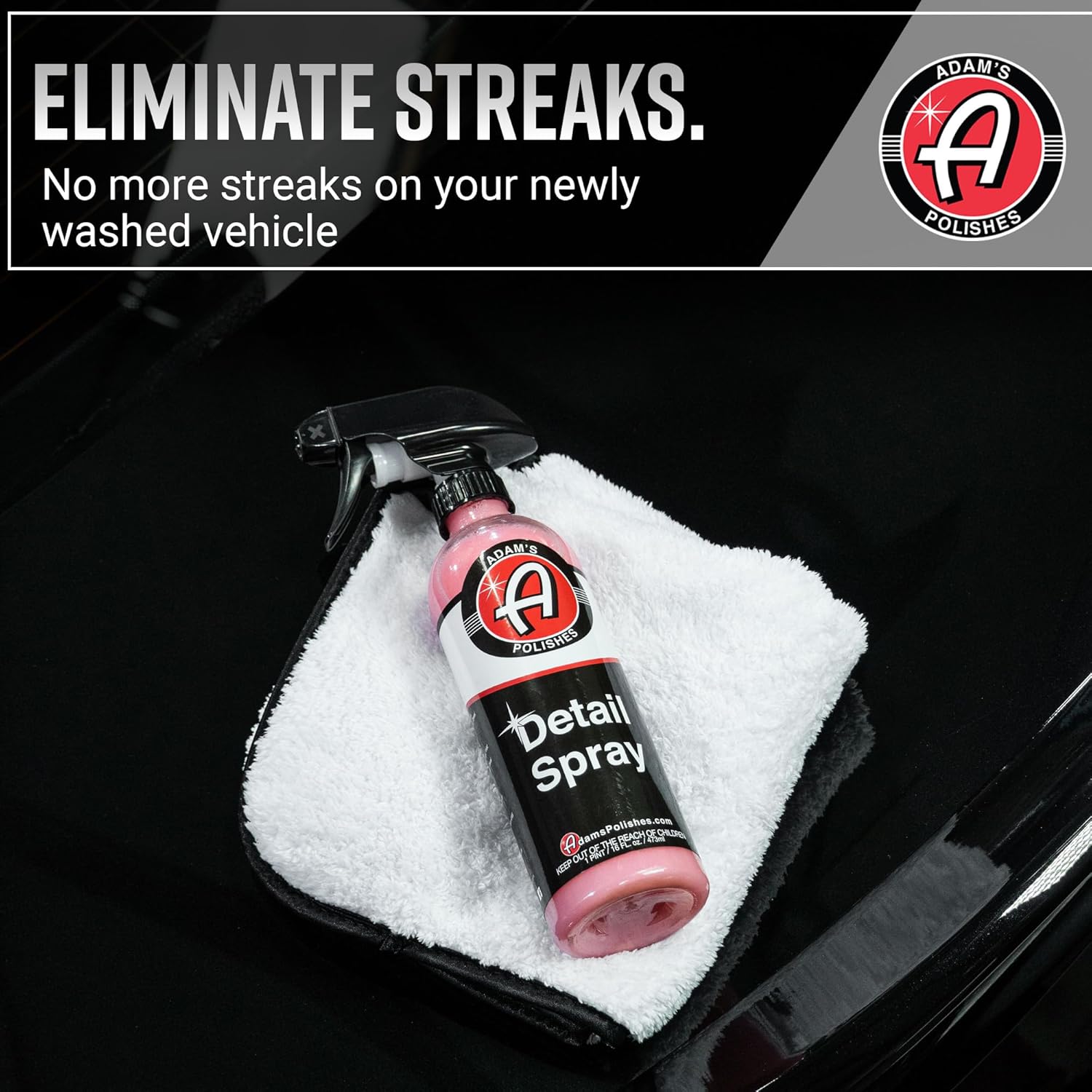 Adam's 16 fl. oz Detail Spray - Quick Waterless Car Detailer, Polisher, Clay Bar, & Car Wax Booster