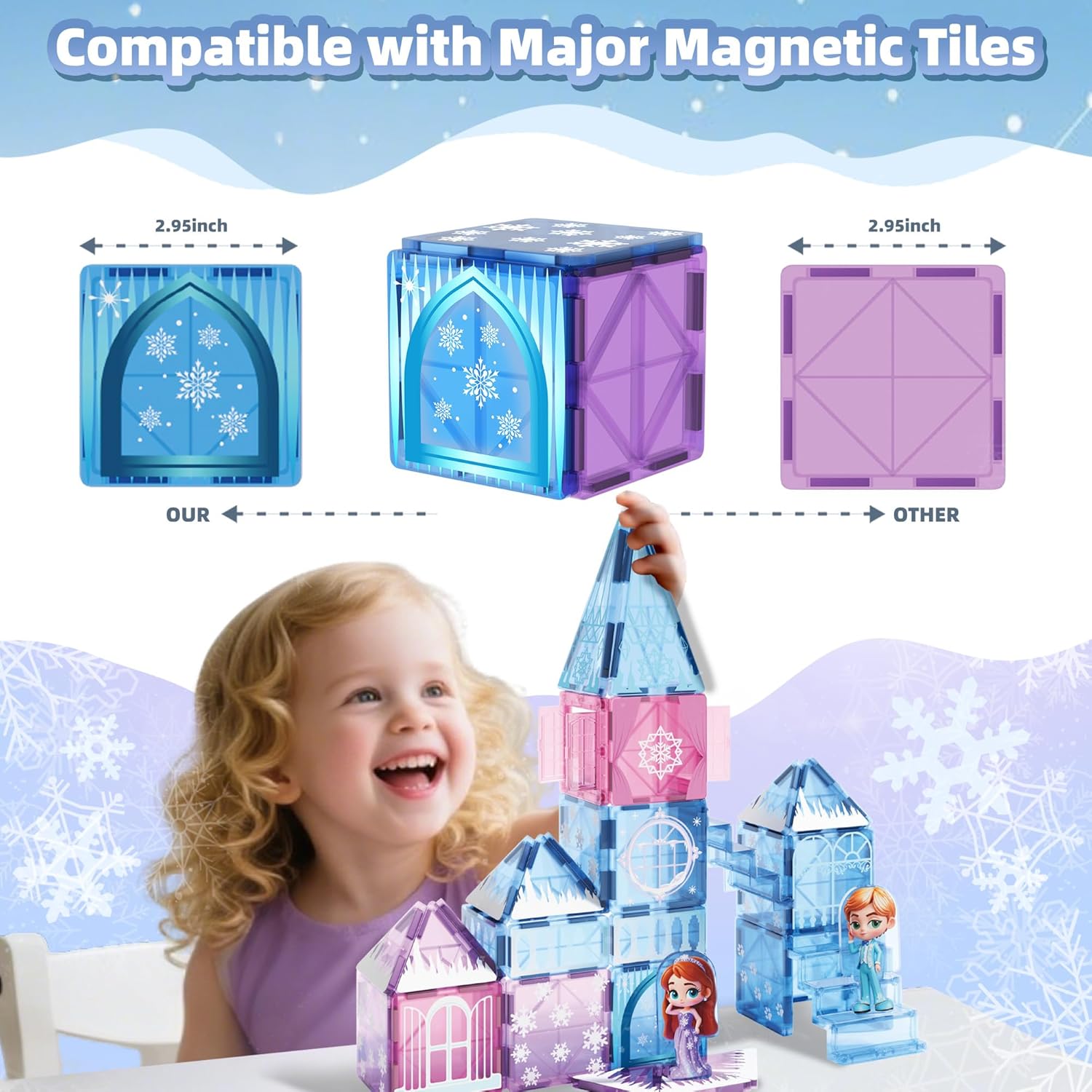 GobiDex Magnetic Building Blocks Princess Castle with 2 Dolls & Stairs, STEM Magnetic Tiles Building Toys for Kids Ages 3-5 4-8, Magnets Sensory Toddler Toys Birthday Gifts for 3+ Year Old Girls Boys