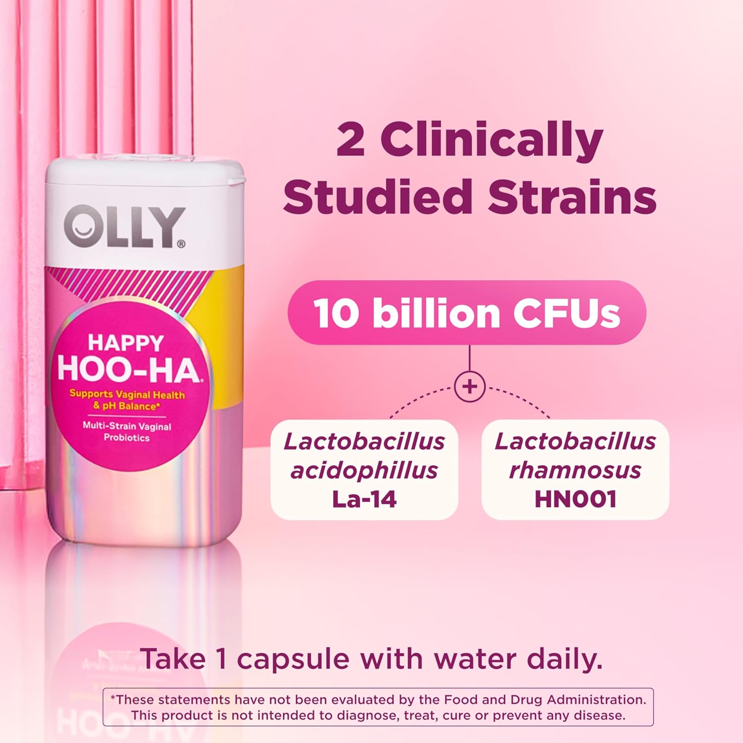 olly happy hoo-ha capsules 10 billion cfu probiotic for women gluten free 25 count