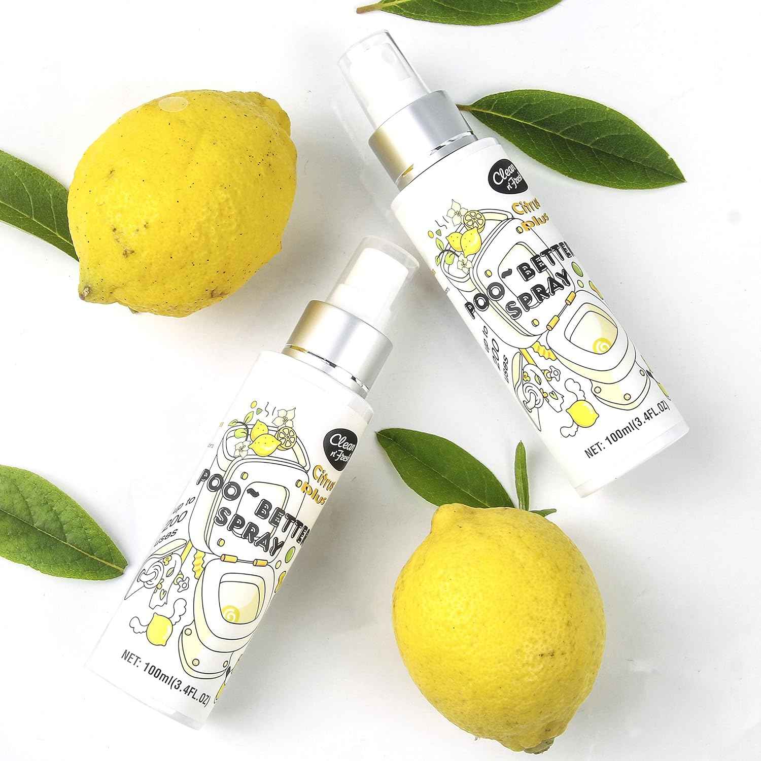 Clean-n-Fresh Toilet Spray, 6.8 Fl.oz Poo Spray | Up to 400+ Uses, 100% Natural Plant Essential Oil Citrus Scent, Bathroom Deodorizer