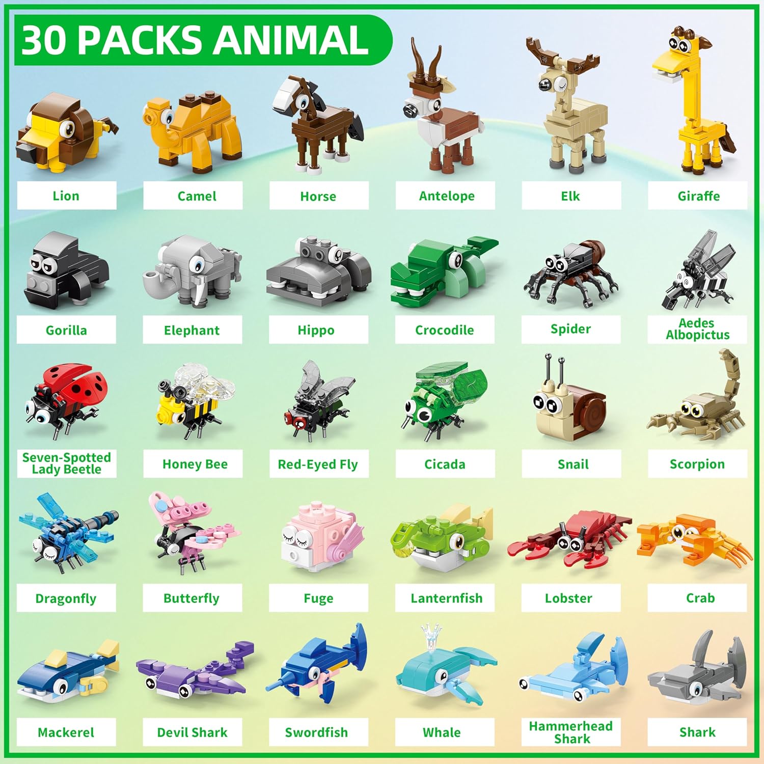 30 Packs Party Favors for Kids, 888 PCS Animal Building Blocks Mini Sets Party Favors for Goodie Bags Stuffers Classroom Prizes Return Gifts Easter Bulk Gifts for Boys Girls Student Ages 6+