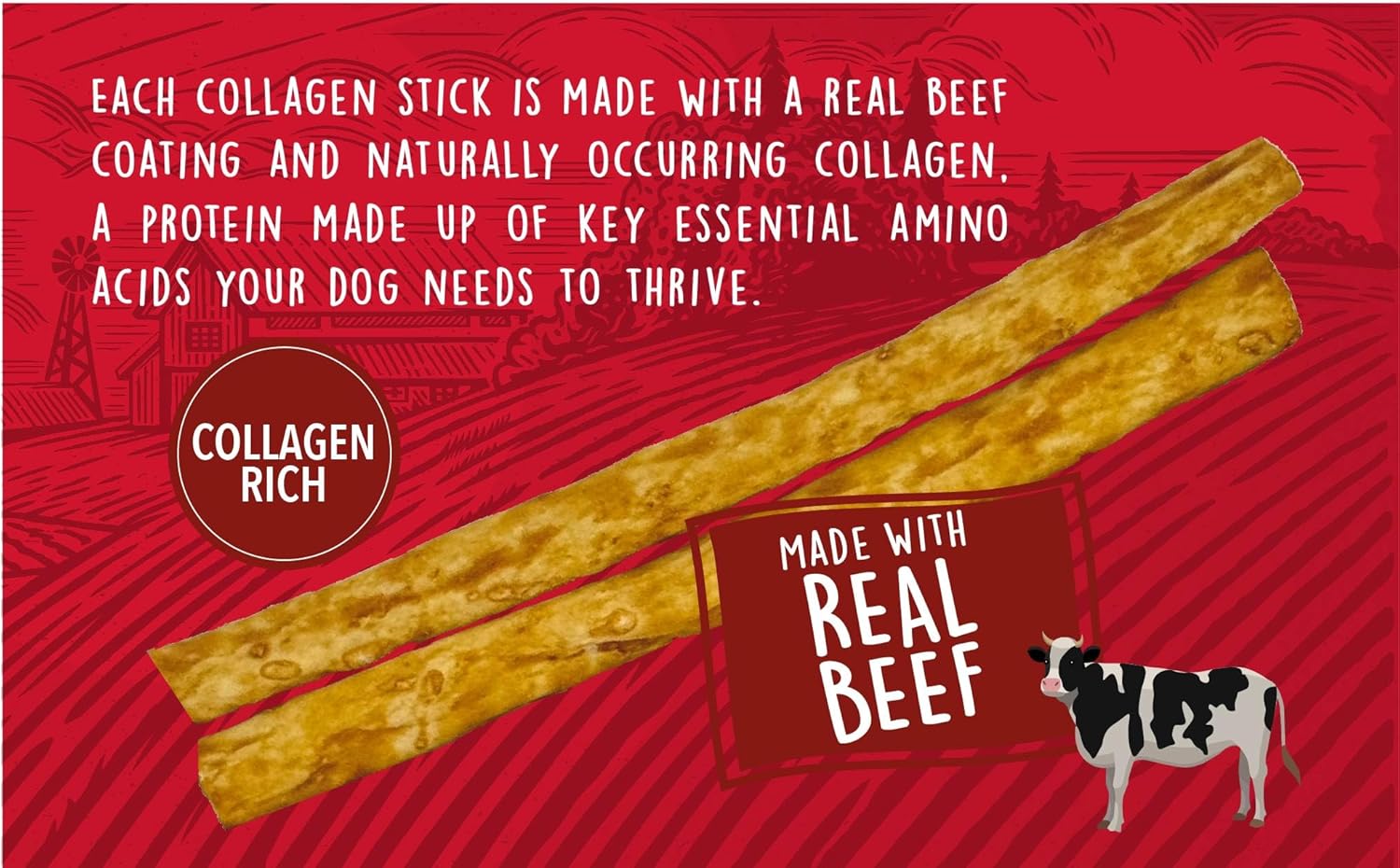 Rewardables natural collagen and beef dog chews for healthy joints and skin 100 count high protein