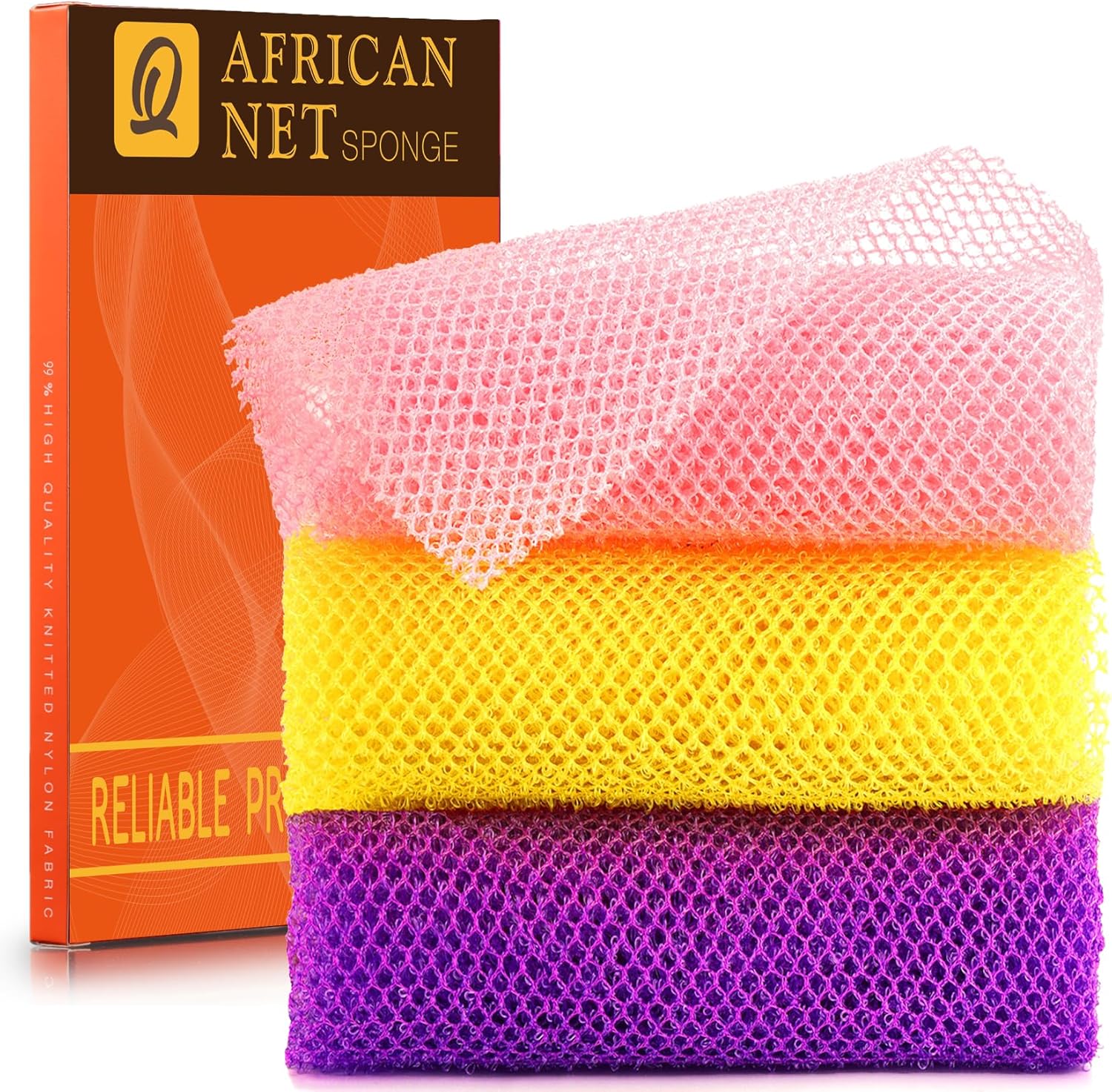 ujfqbh 3 pieces african bath sponge pink yellow purple exfoliating shower body scrubber