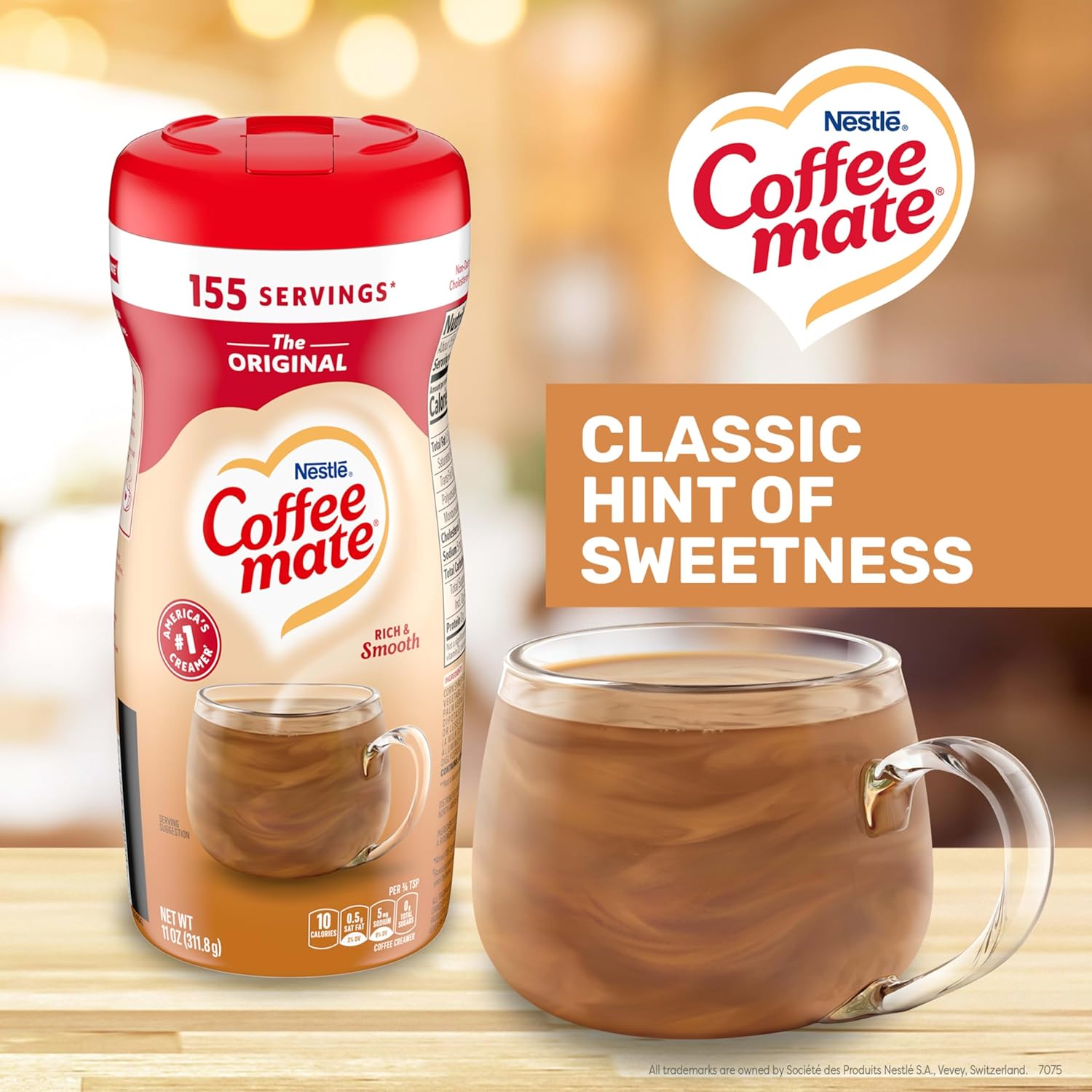 Nestle Coffee mate Original Powder Creamer, 11 oz Canister, Pack of 12, Non-Dairy, Lactose-Free, Cholesterol-Free