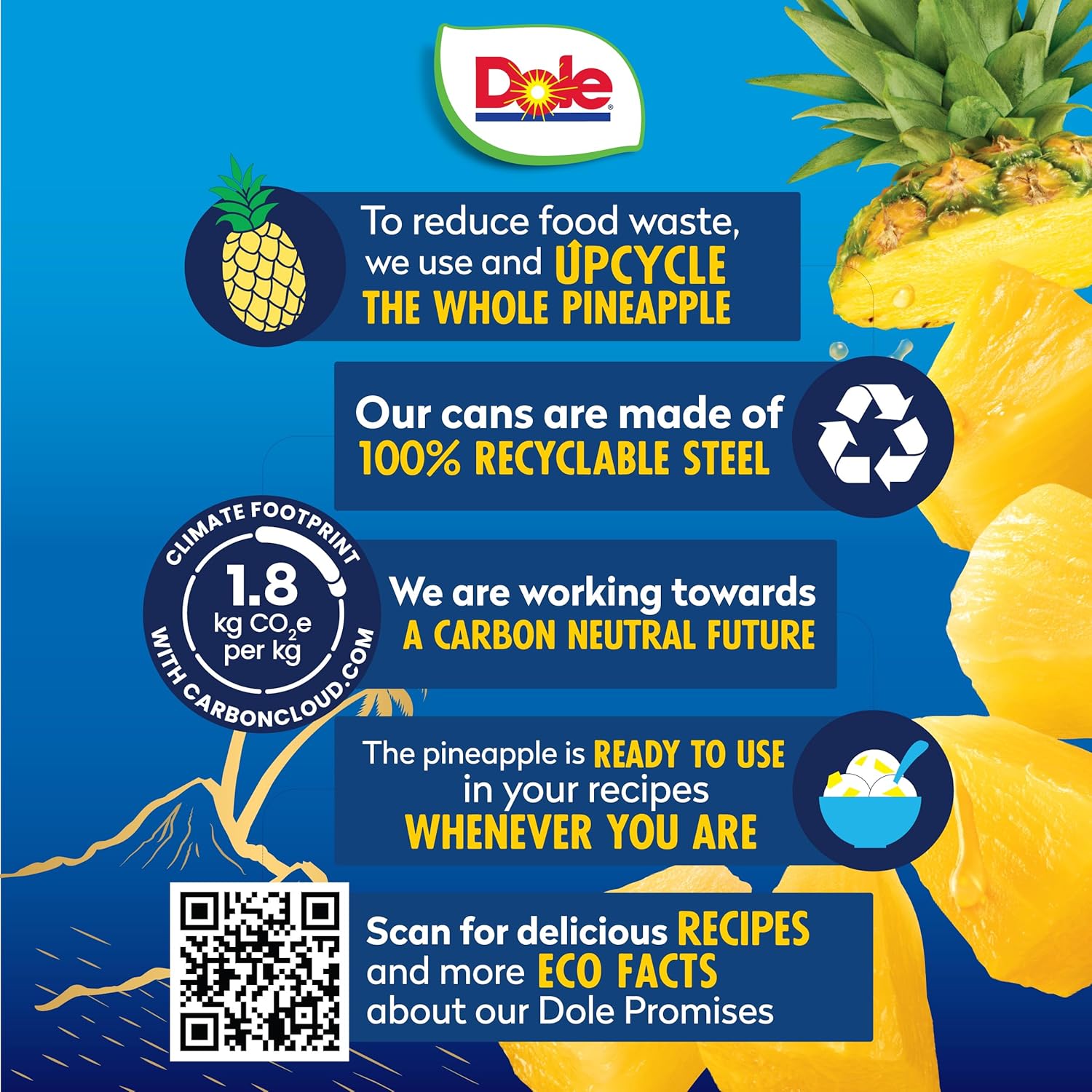 Dole Tropical Gold Pineapple Chunks in 100% Pineapple Juice, Gluten Free, 15.25 Oz, 12 Count