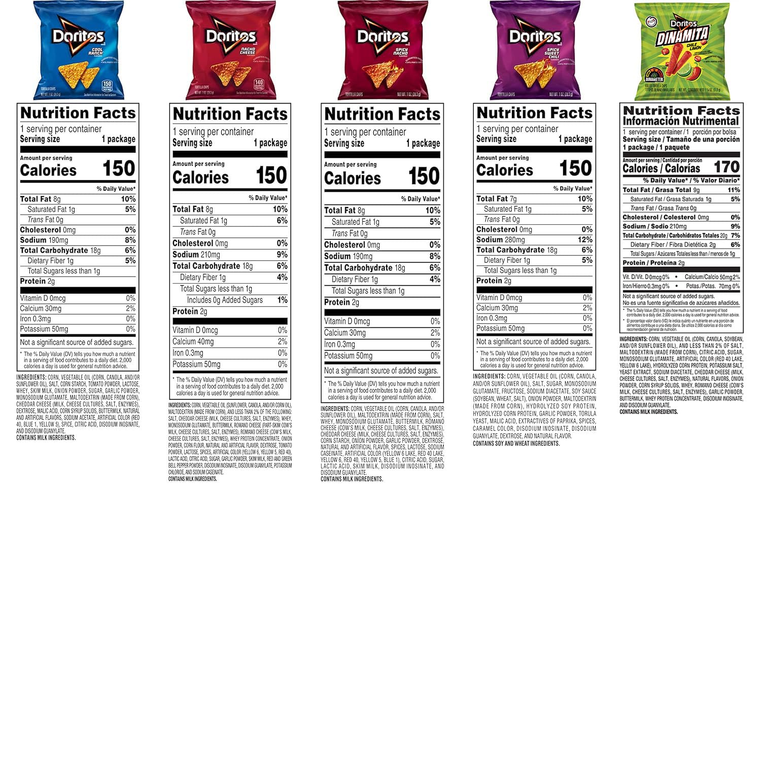 Doritos Flavored Tortilla Chips Variety Pack, 40 bags, assorted flavors, party snack