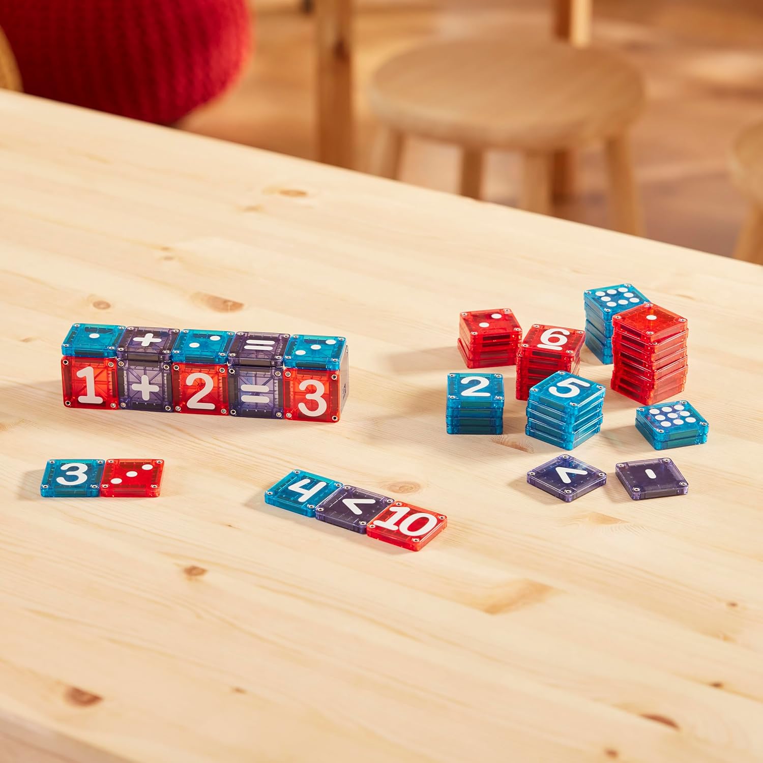 MAGNA-TILES microMAGS Learn Numbers 56-Piece Magnetic Construction Set, The Original Magnetic Building Brand