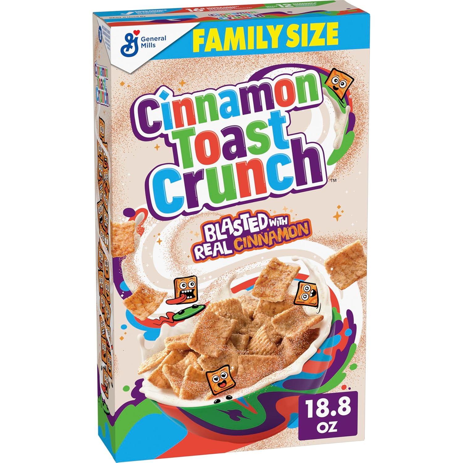 cinnamon toast crunch family size 18.8 oz crispy cinnamon cereal whole grain breakfast cereal