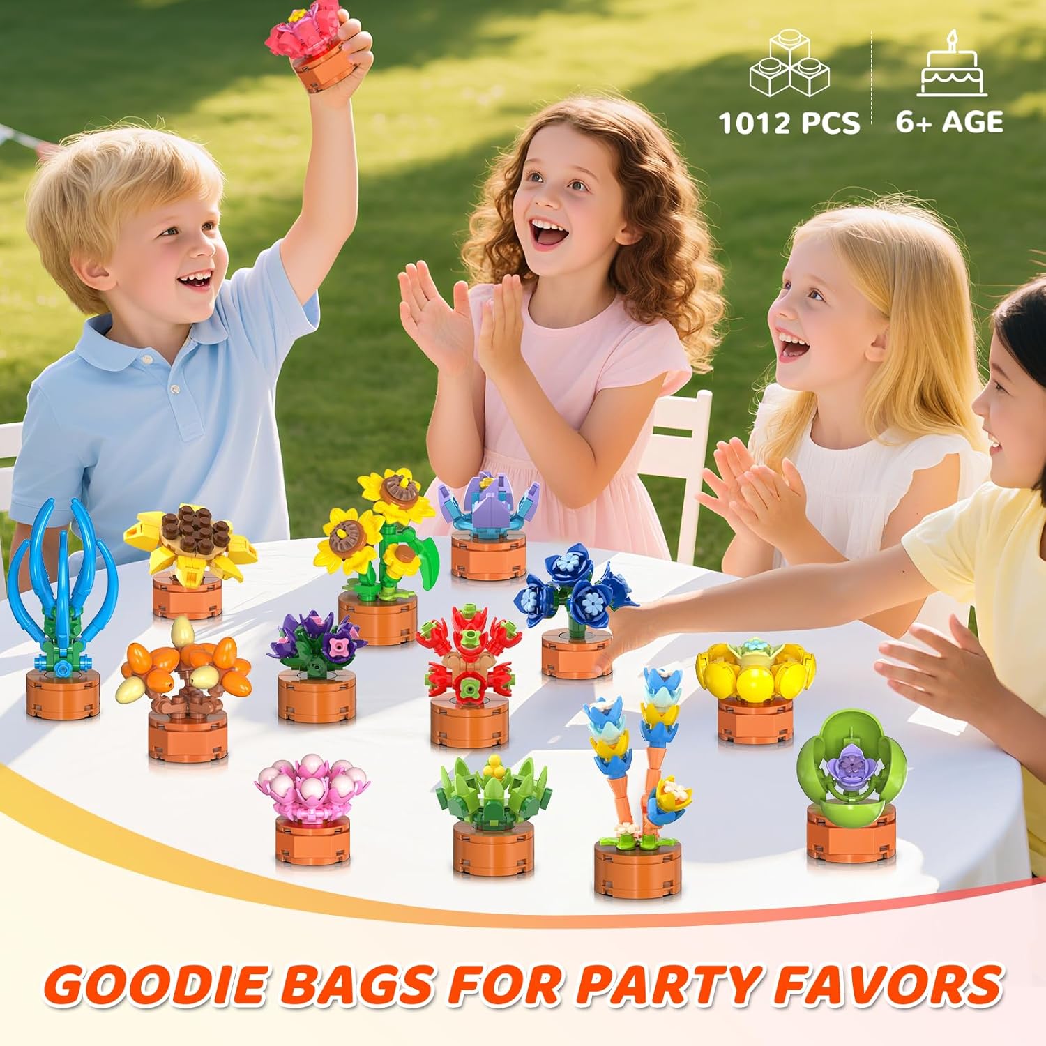 24 Pack Flowers Succulents Party Favors for Kids Building Set - 1012PCS Botanical Bonsai 3.6mm Mini Building Blocks Toy for Goodie Bags Stocking Stuffers Classroom Prize Birthday Gifts for Girl Boy 6+
