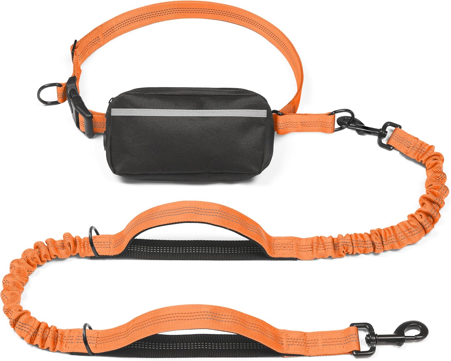 iYoShop hands-free dog leash with zipper pouch and dual padded handles for medium and large dogs (large, 25-120 lbs, black)