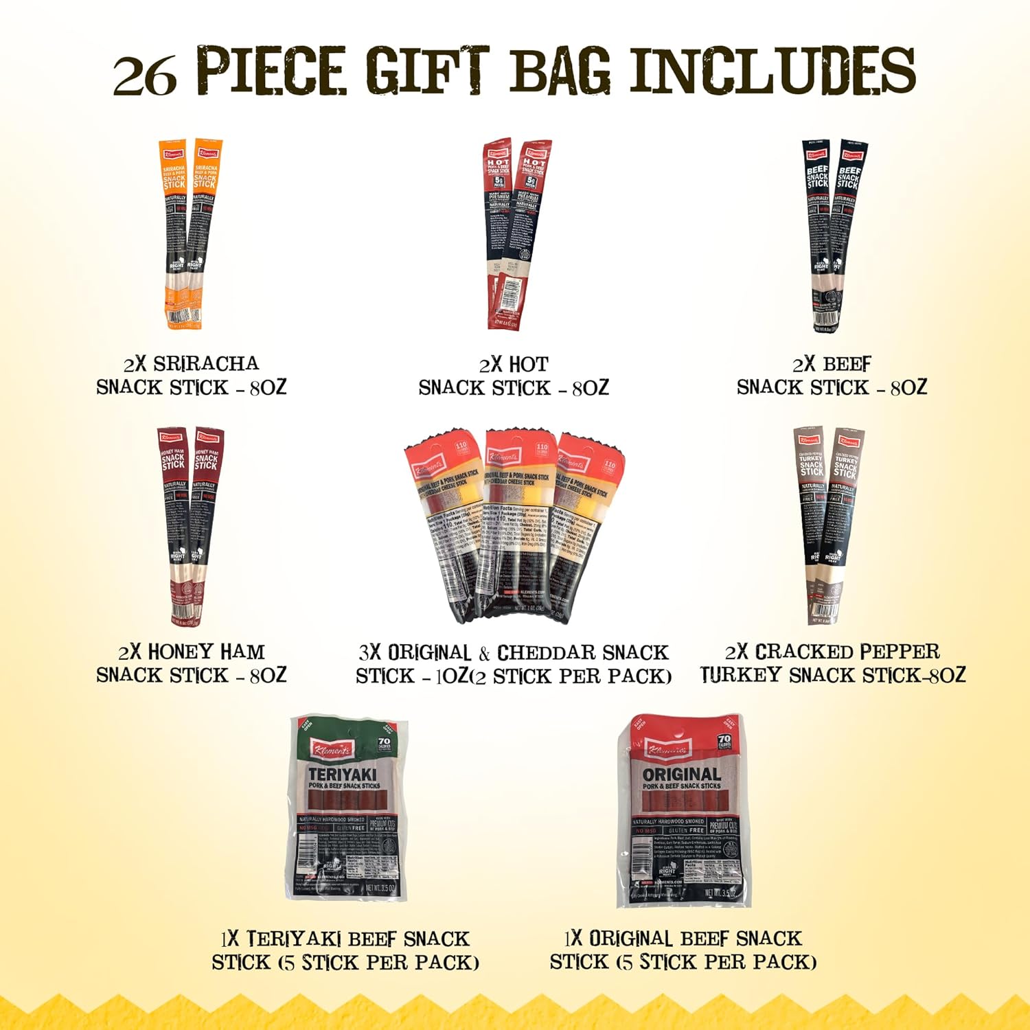 jerky.com 26pc meat sticks variety pack with pork, turkey, ham, beef & cheese sticks, gluten free & keto
