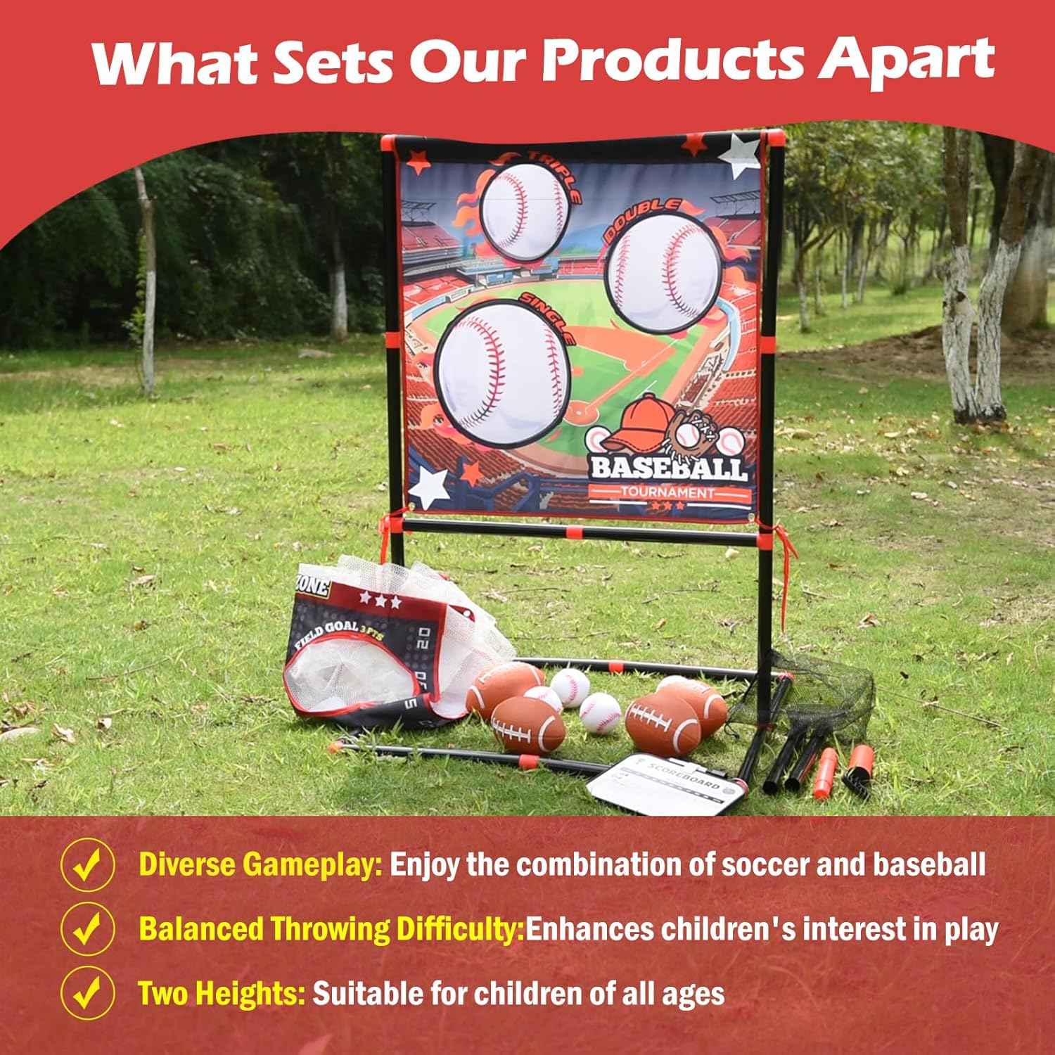 VROGTIK Football Toss Game for Kids Ages 3-8 - Outdoor Toy for Backyard, Beach & Camping for Toddlers & Family Party Fun