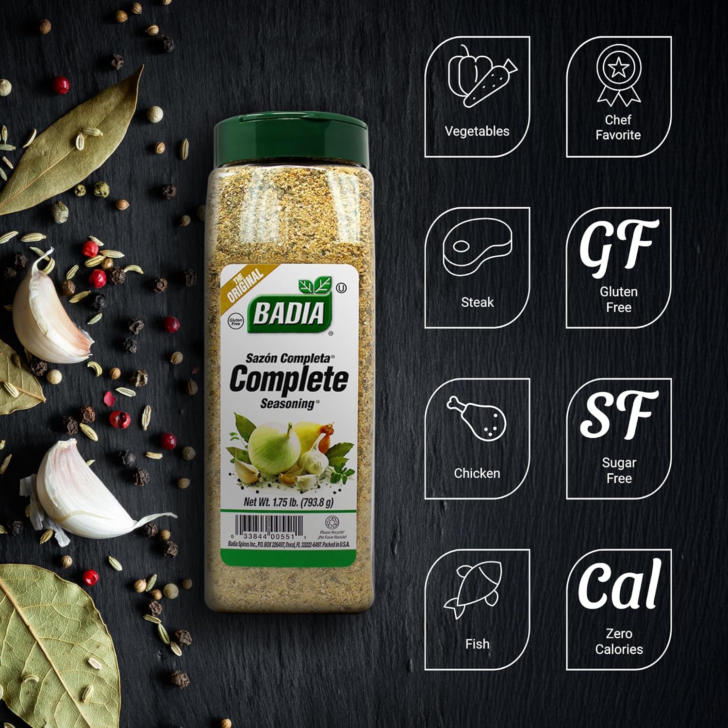 badia complete seasoning, 28oz, all-purpose blend of garlic, onion, salt, pepper, herbs & spices