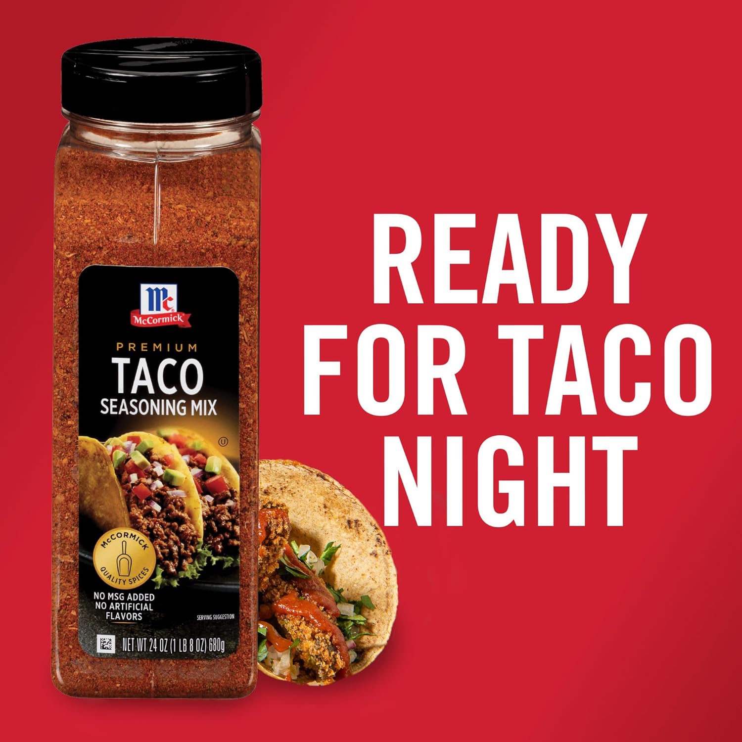 McCormick premium taco seasoning mix, 24 oz, no artificial flavors, large size, easy taco recipe