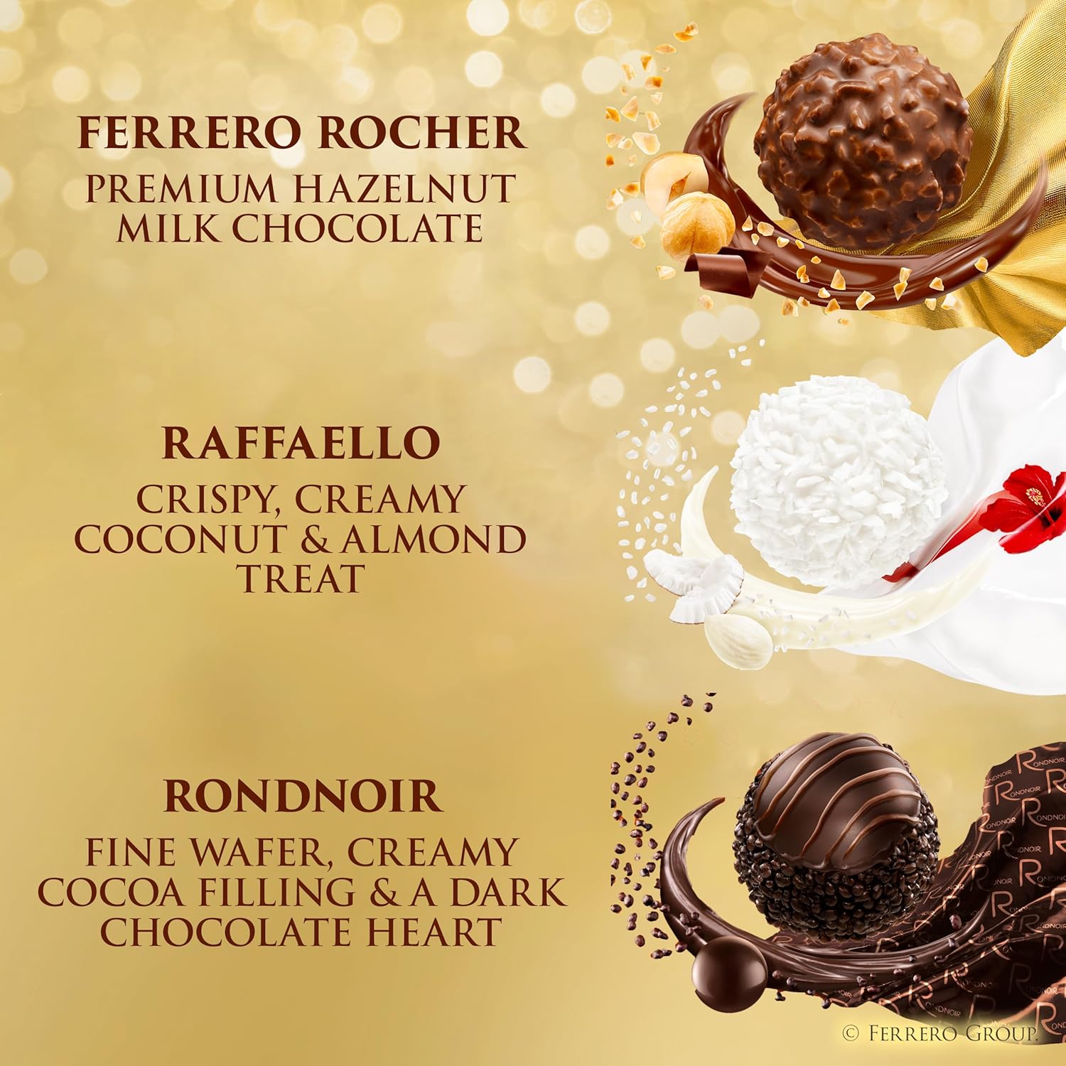 Ferrero Rocher 48 Count Gift Set, 4.6 oz, Hazelnut Milk, Dark Chocolate, and Coconut