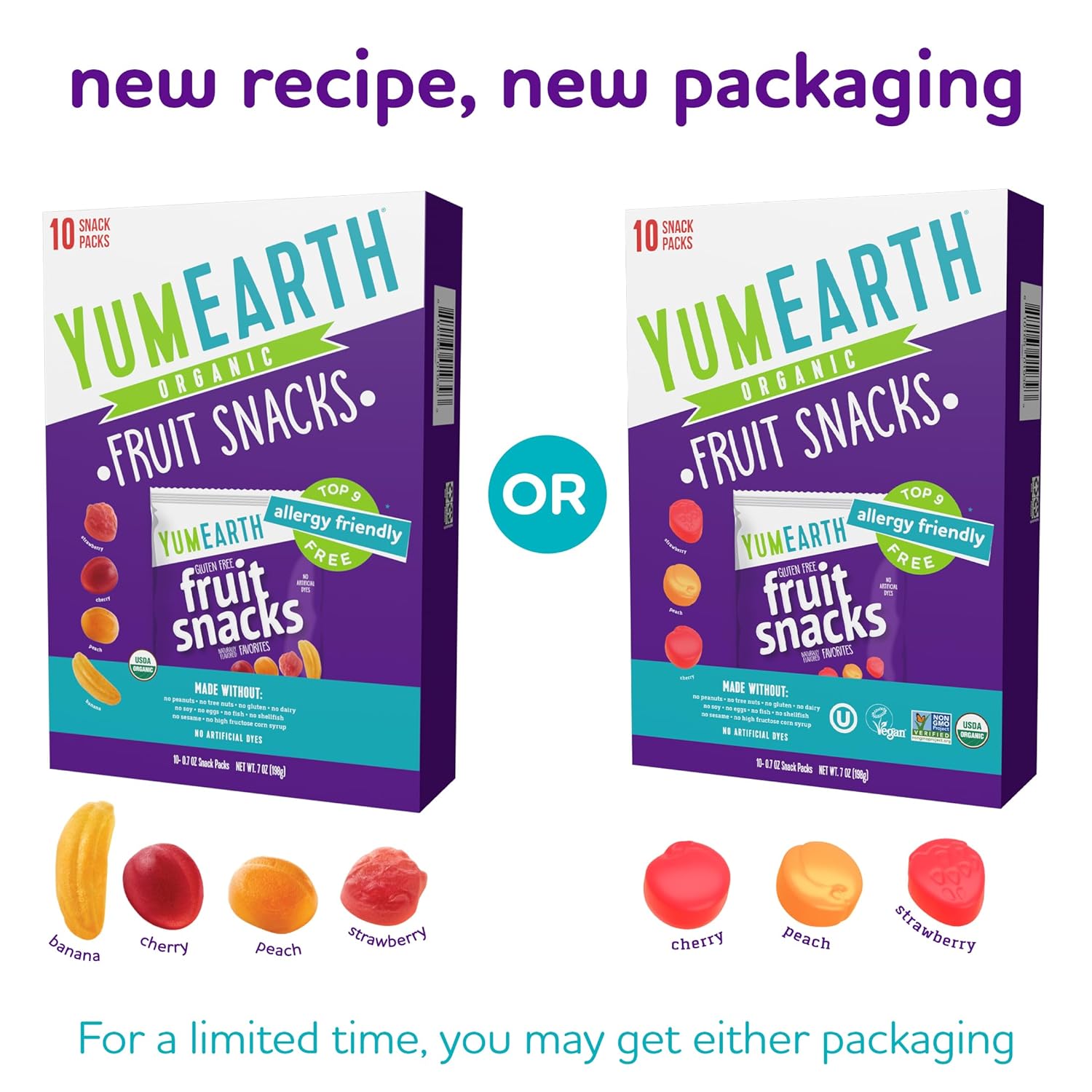 yumearth organic fruit snacks box, 0.7 ounce, pack of 10, 10 count