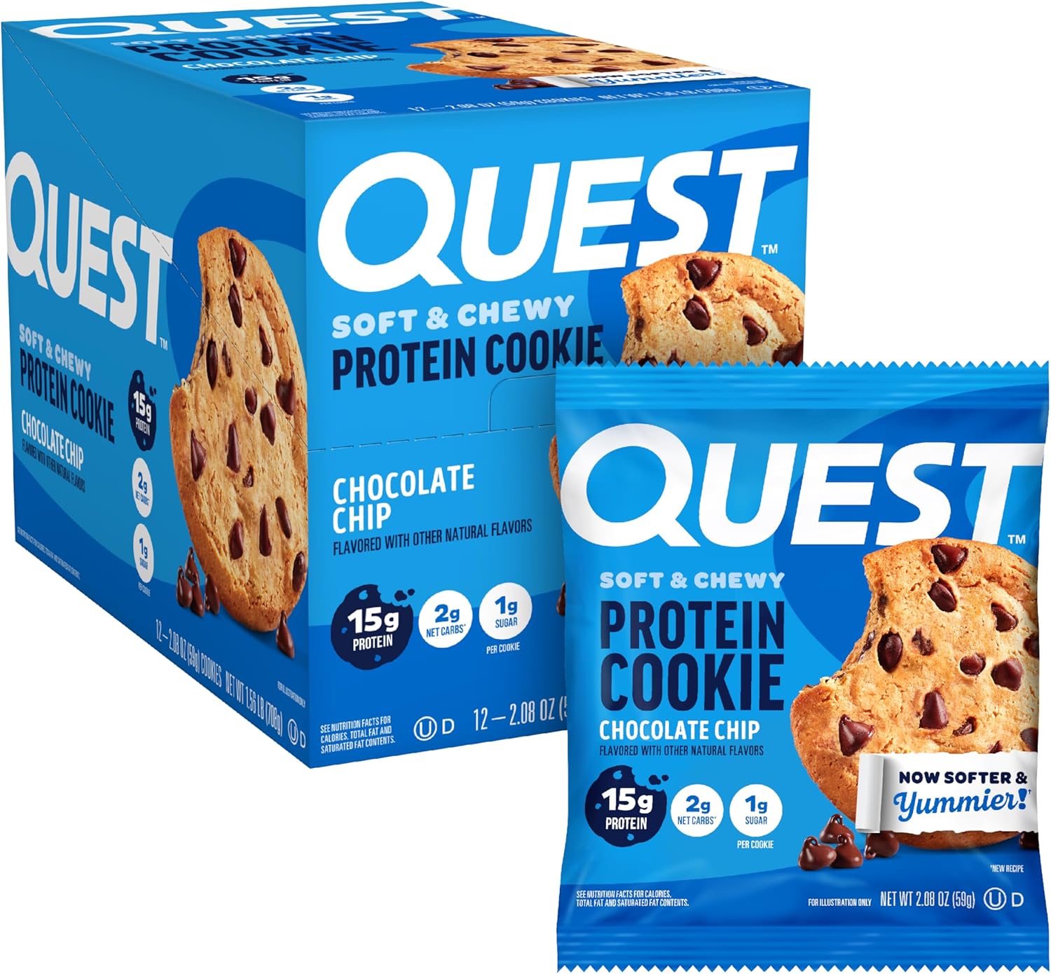 quest nutrition chocolate chip protein cookie 12 count 15g protein keto friendly