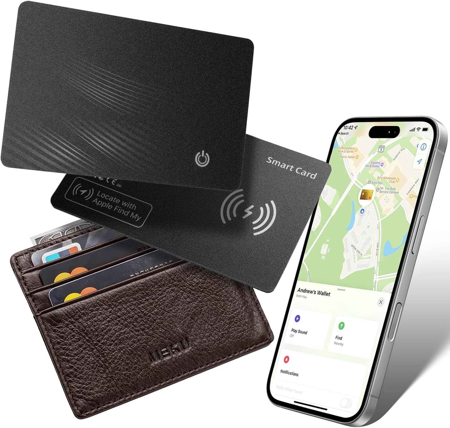 AirTag Card Wallet Tracker Set of 4 - Apple Find My (iOS Only) - 2025 Ultra-Slim 1.8mm Smart Finder, IP67 Locator for Men's Wallets & Luggage Black