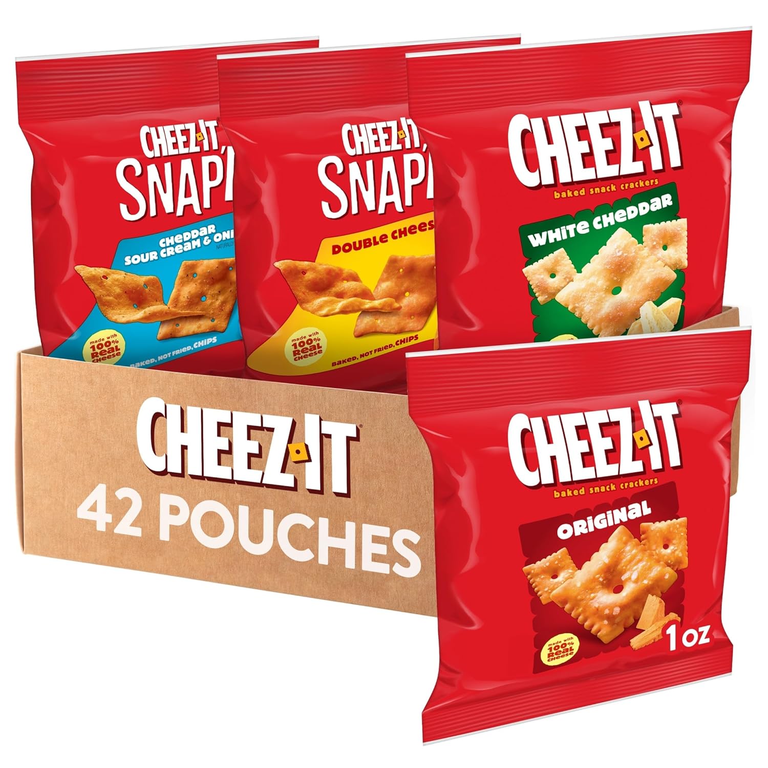 Cheez-It Variety Pack, Baked Snack Crackers, Lunch Snacks, 42 Packs