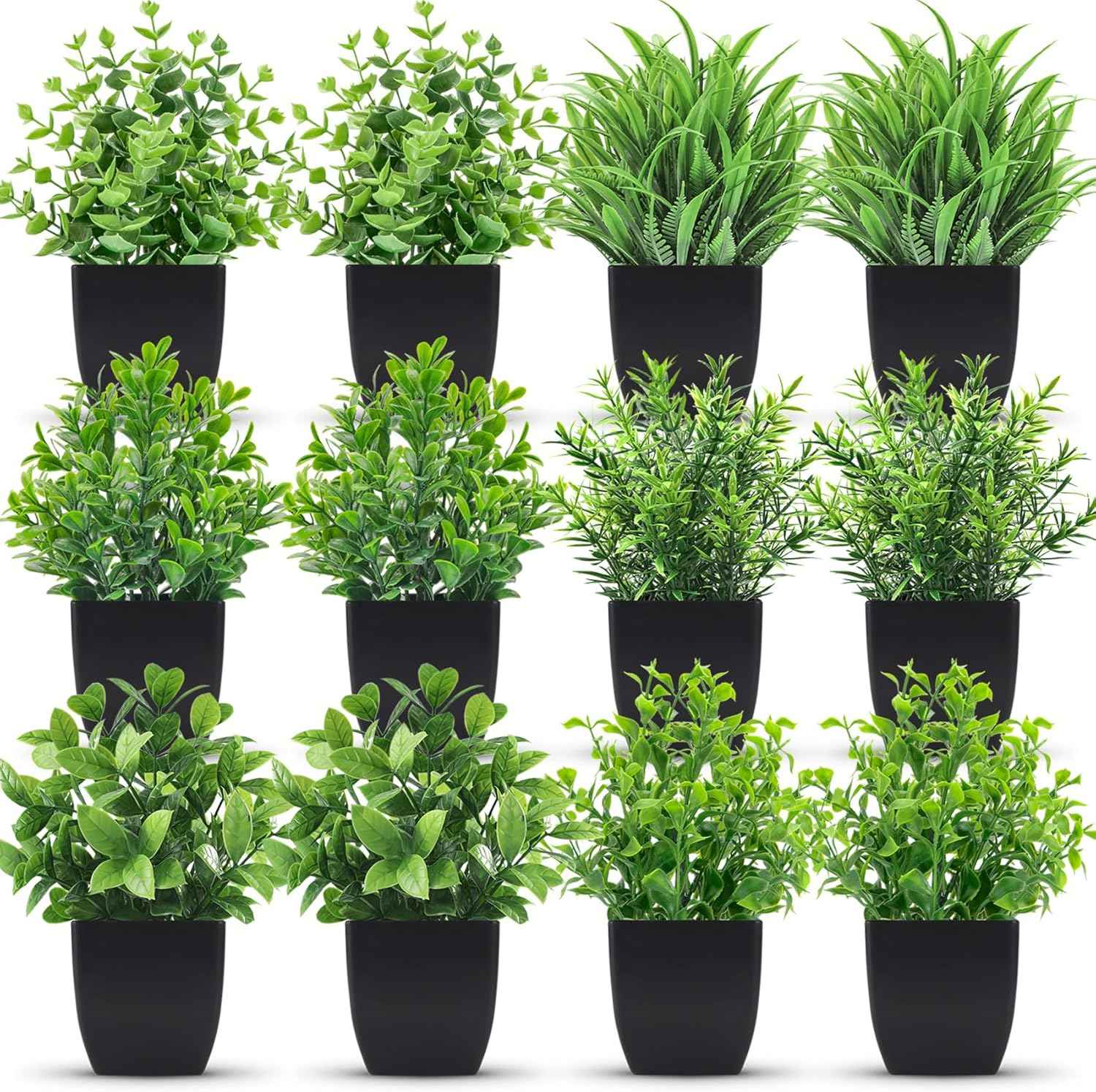Der Rose 4 Pack Fake Plants Mini Artificial Greenery Potted Plants for Home Decor Indoor Office Table Room Farmhouse Bathroom Decor