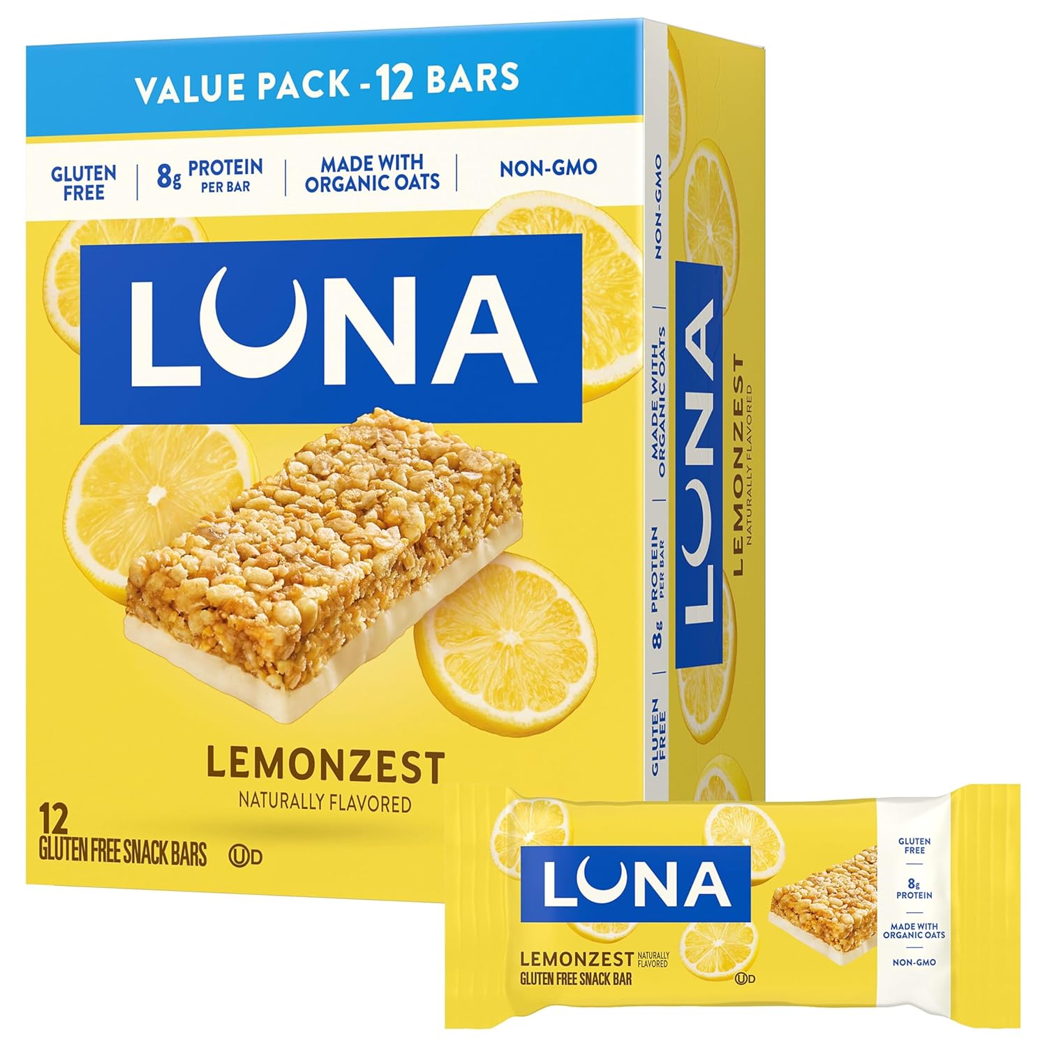 Luna Bar LemonZest Flavor Gluten Free Snack Bars Non GMO 12 Pack Protein Bars Value Pack