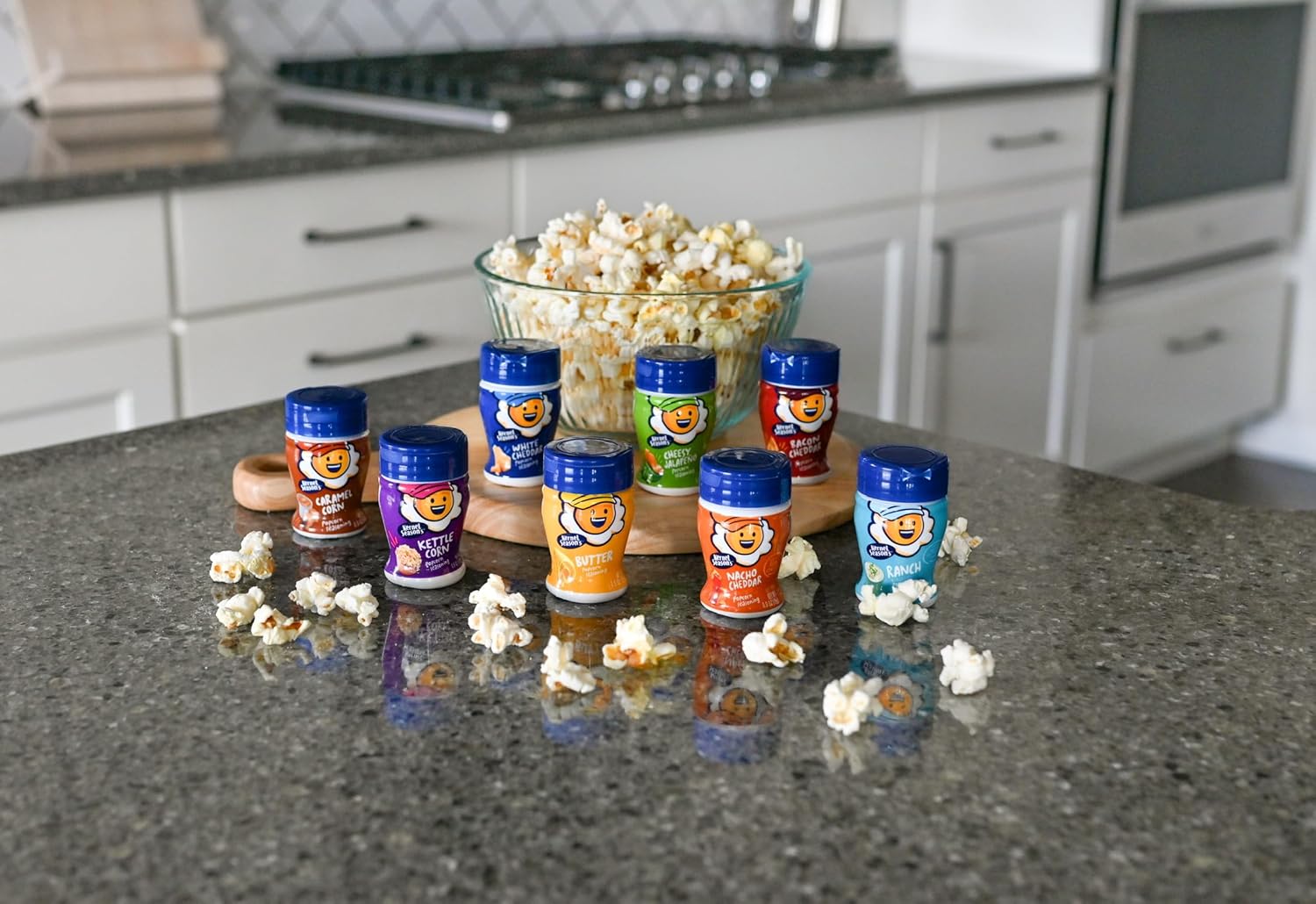 Kernel Season's 8-piece pop corn seasoning mini jars, 0.9 oz, variety pack, gluten-free, kosher, made in usa