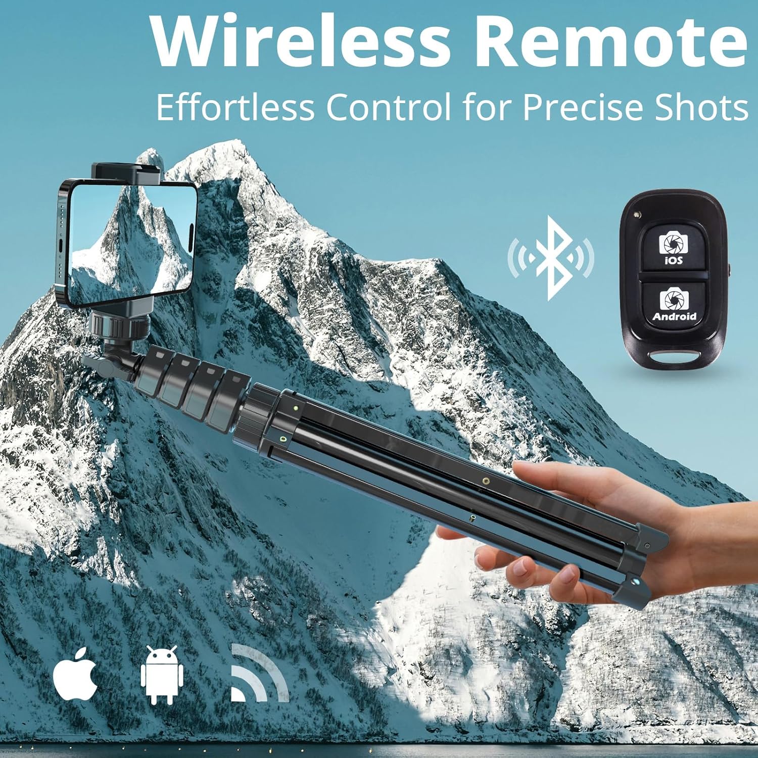 UBeesize 72" Phone Tripod & Selfie Stick, Camera Tripod Stand with Wireless Remote and Phone Holder,Compatible with iPhone Android, Perfect for Selfies/Video Recording/Live Streaming Black