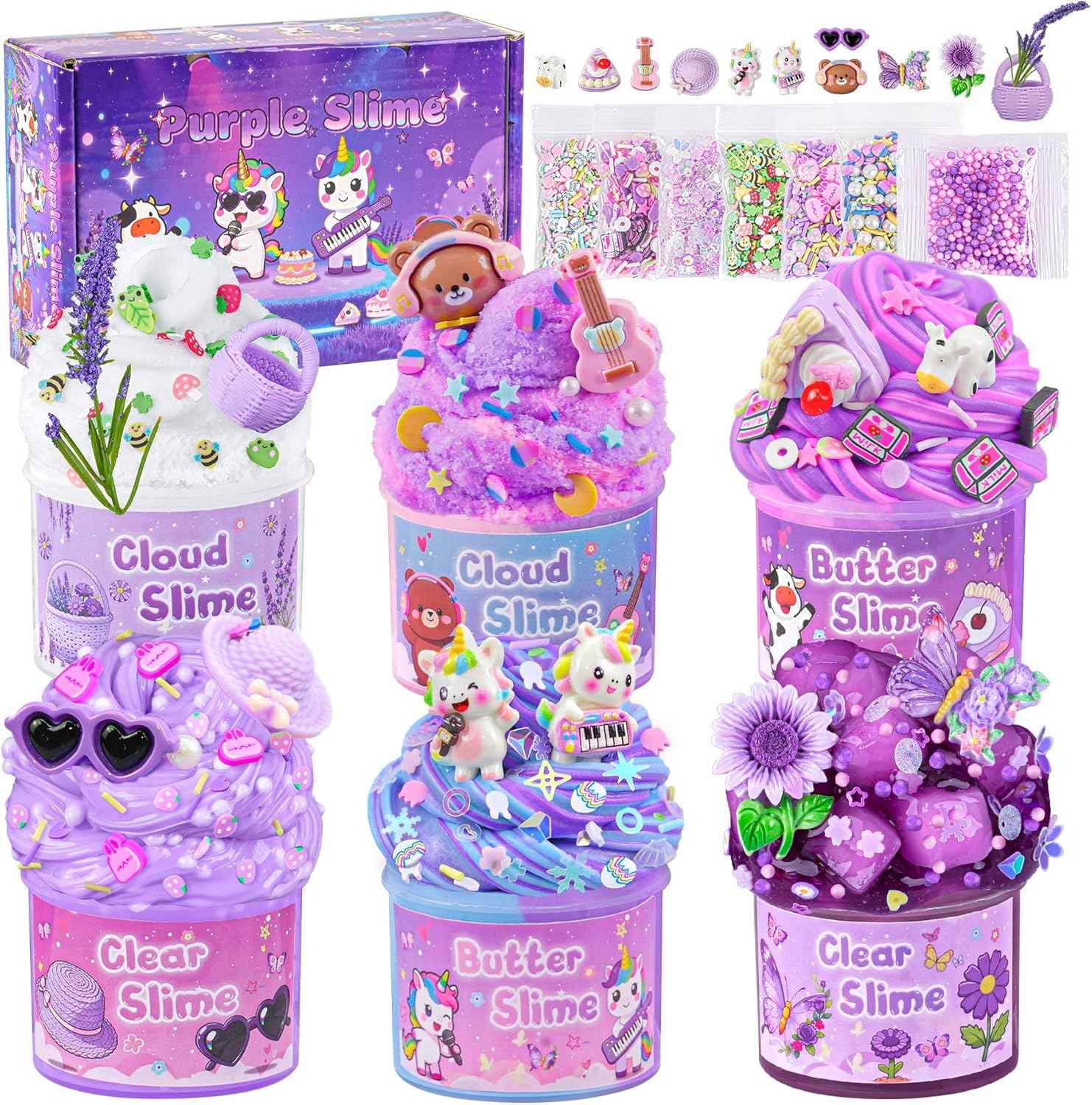 6 Pack Slimes, Pink Slime Kids, Cloud Slime kit for Girls Ages 8-12, Toys for Girls and Boys, for Kids Slime Set Party kit Goodie Bag Stuffers, 4 5 6 7 8 9 10 Year Old Girl Birthday Gift Cute Stuff