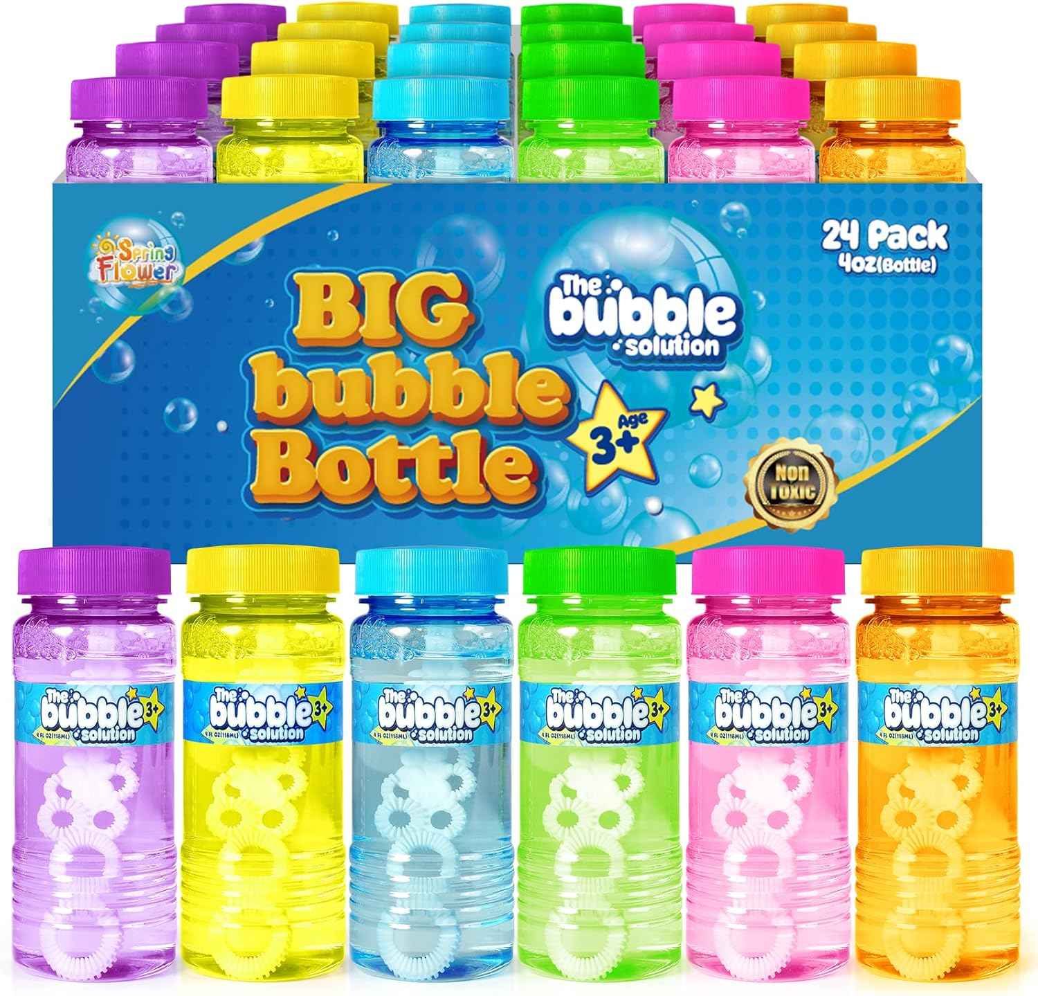 48 Pcs Bubble Bottles with Wand,Bubbles Party Favors for Kids,Summer Toys, Blow Bubbles Solution Novelty Toy, Party Favors, Birthday Party Supplies, Outdoor & Indoor Activity,4oz,6 Colors
