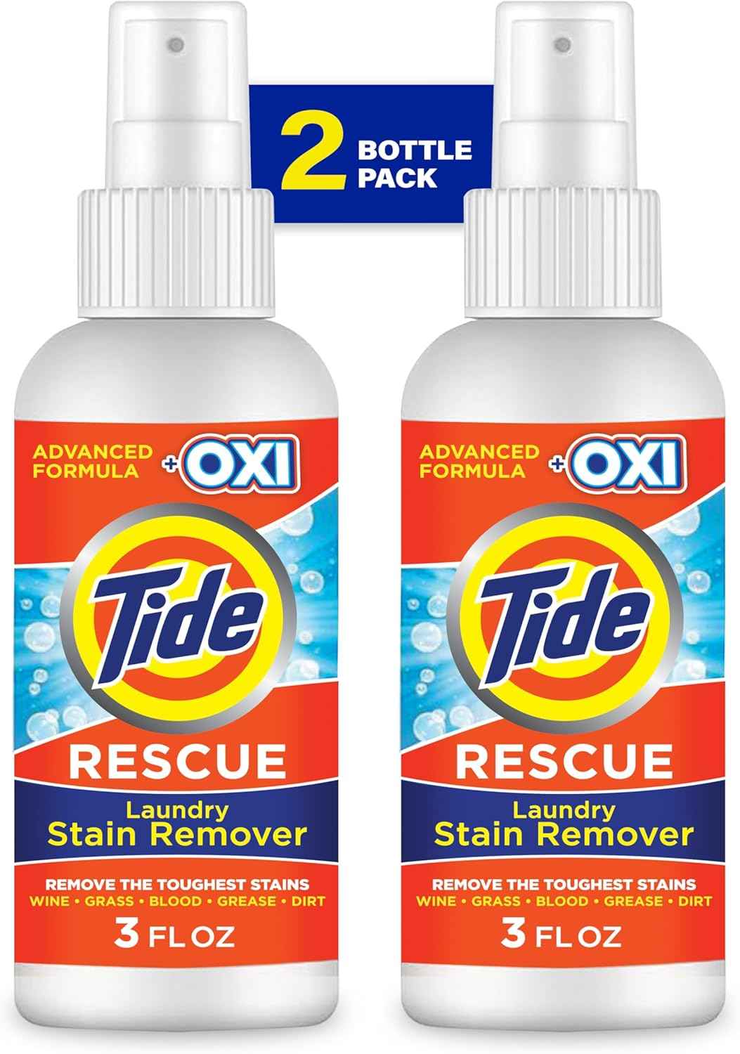 Tide Laundry Stain Remover Spray with Oxi, Travel Stain Remover for Clothes, Carpet, Upholstery, Pet Bedding, Stain Treater Spray for Tough Stains from Wine, Coffee, Grease, 3 Oz (Pack of 3)