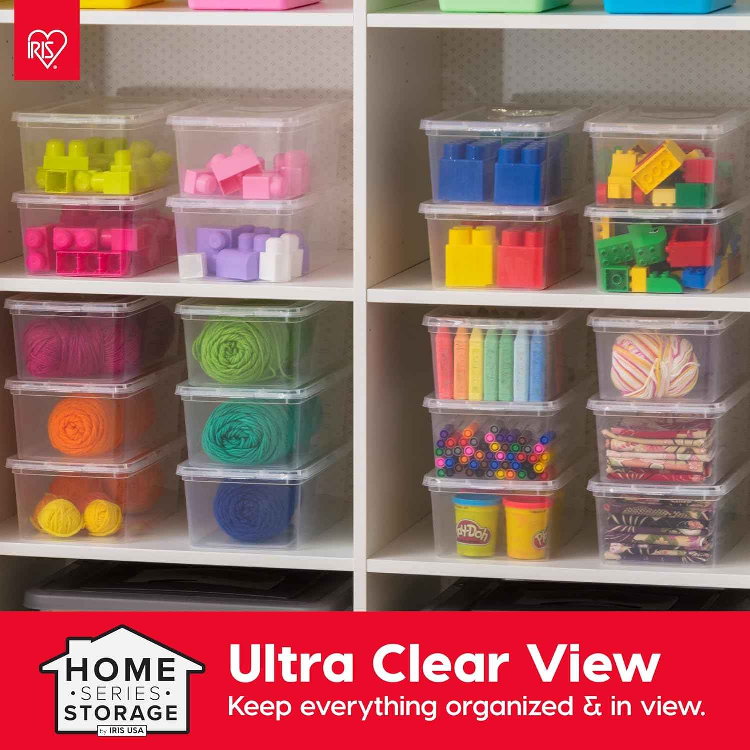 IRIS USA 20-Pack Storage Bins with Lids, 6 Quart, Shoe Boxes Clear Stackable Containers Organize Shoes Closet Shelves, Classroom Organization Teacher Tools, Game Storage - BPA-Free Plastic