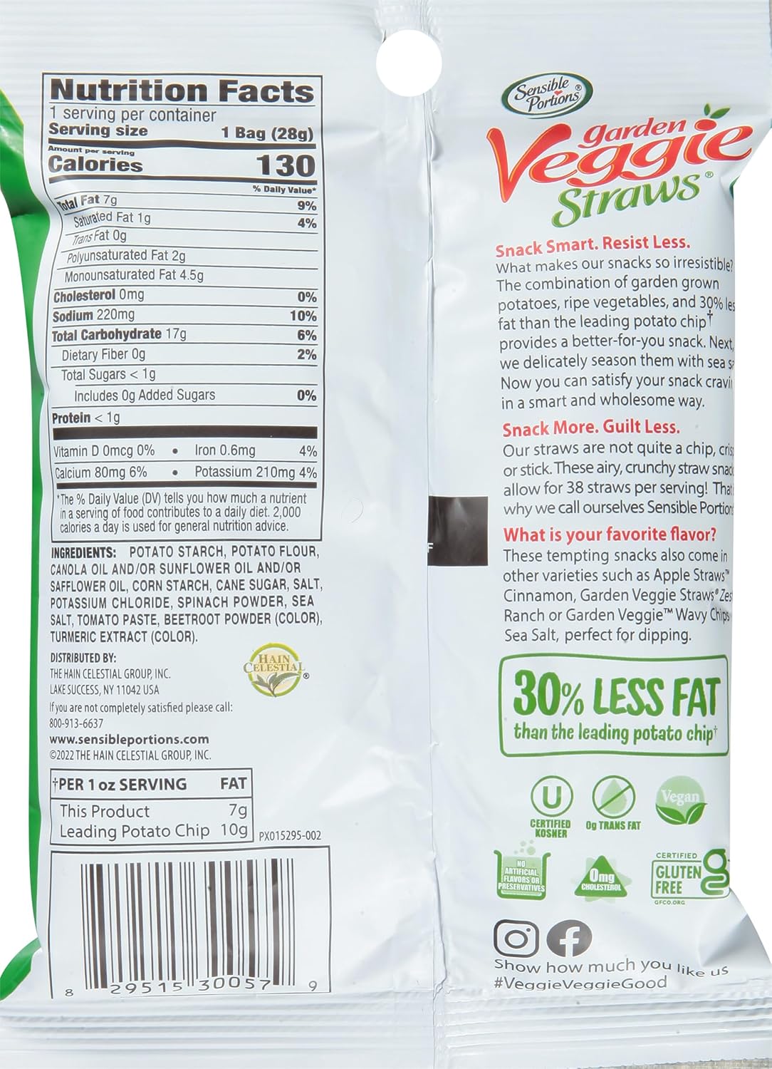 Sensible Portions garden veggie snacks - 24-pack, gluten-free, snack size sea salt, 1 oz each