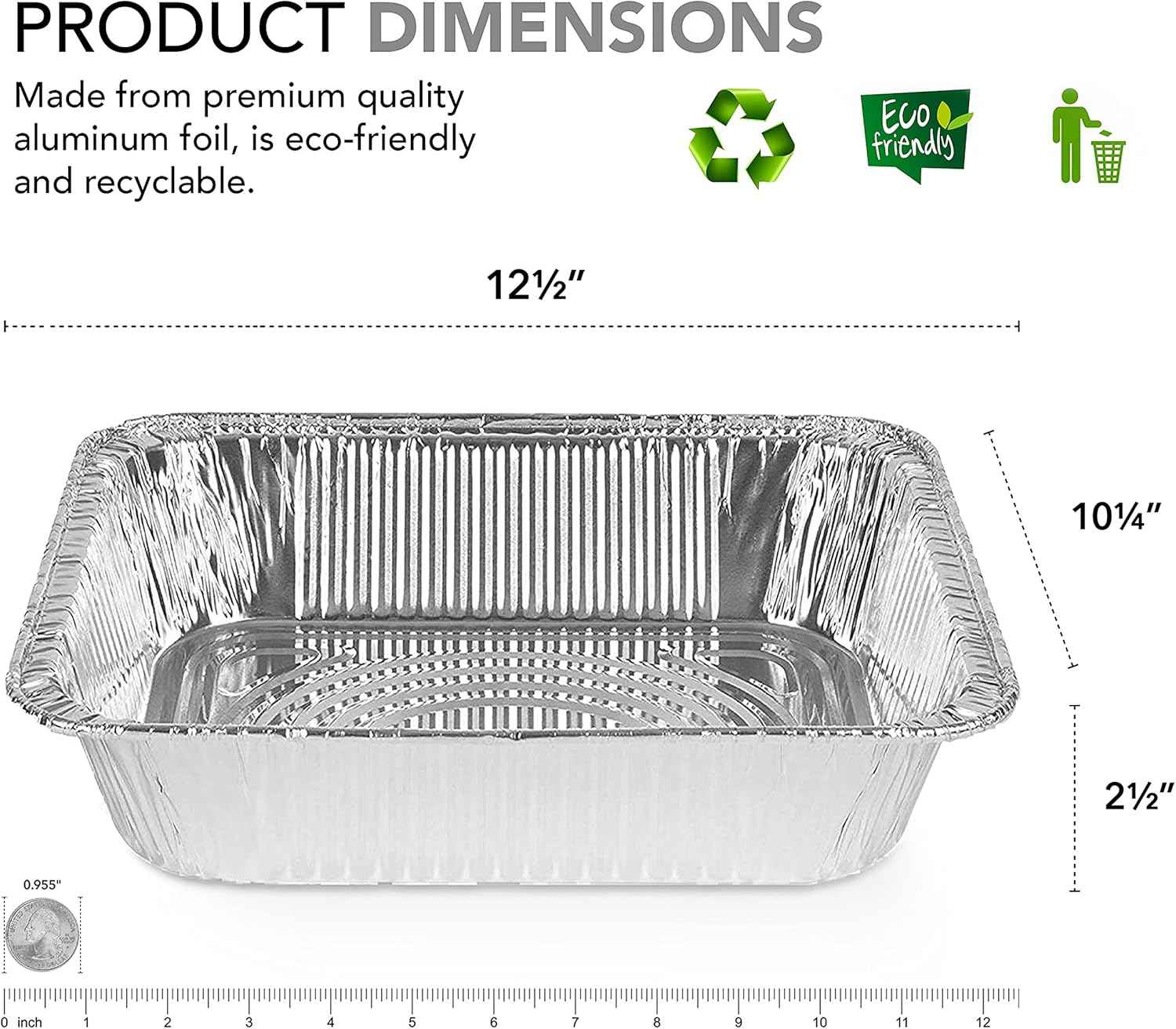 Stock Your Home Aluminum Pans 9x13 Disposable Foil Pans (30 Pack) - Half Size Steam Table Deep Trays - Tin Foil Pans Great for Cooking, Heating, Storing, Prepping Food